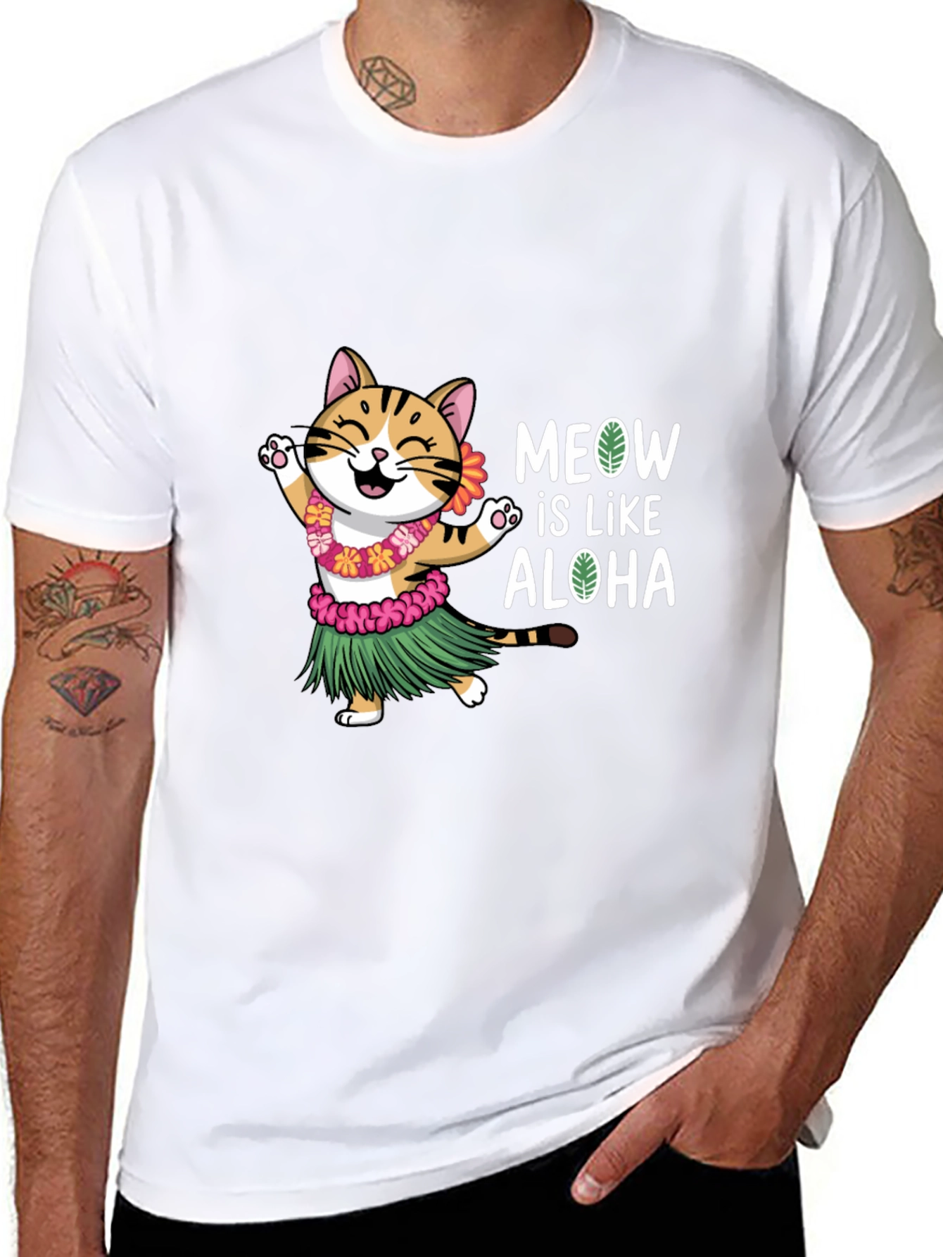 Meow is Like Aloha Cat Hawaiian T-Shirt