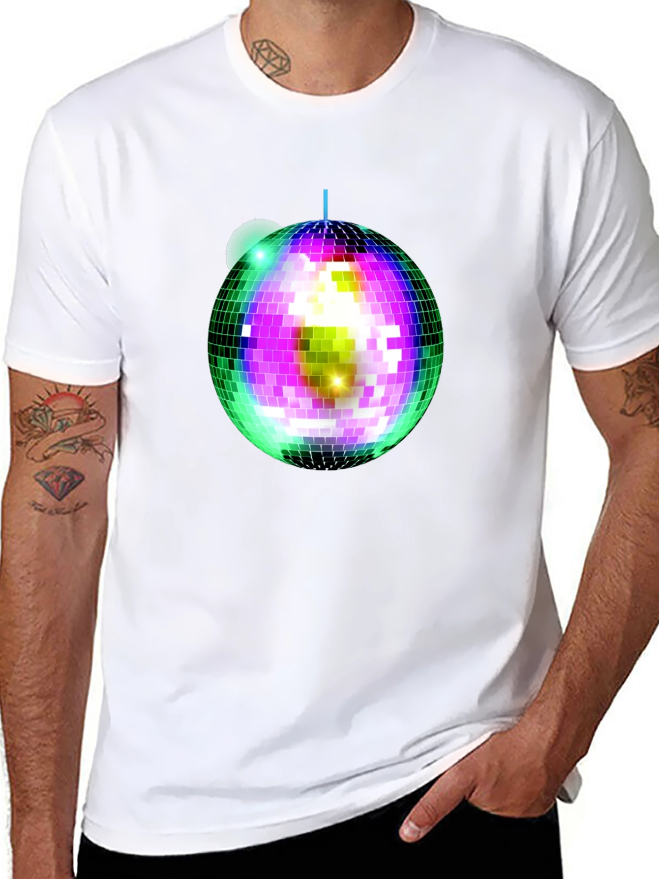 Disco Ball Graphic T-Shirt - Stylish Party Tee