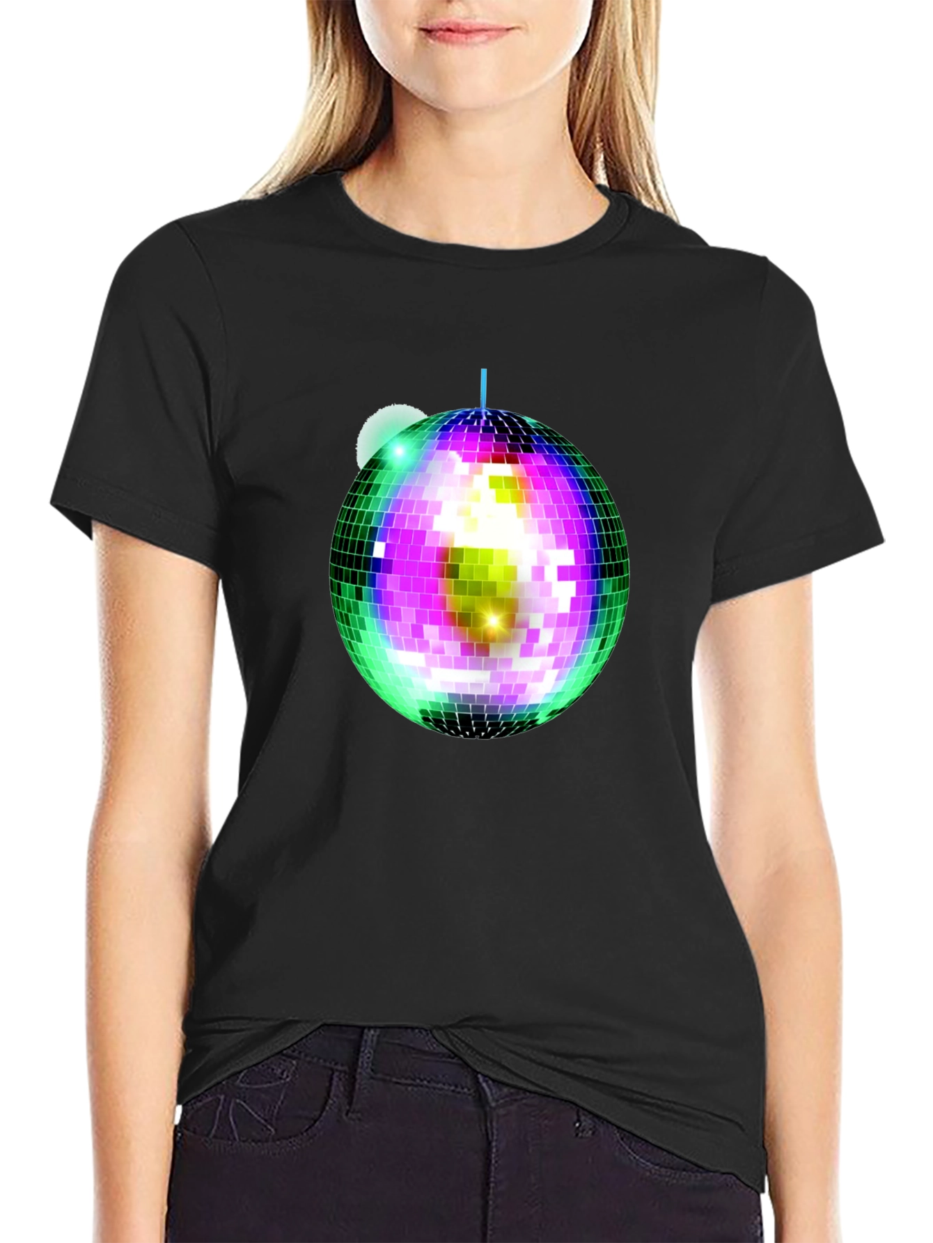 Disco Ball Graphic T-Shirt - Stylish Party Tee