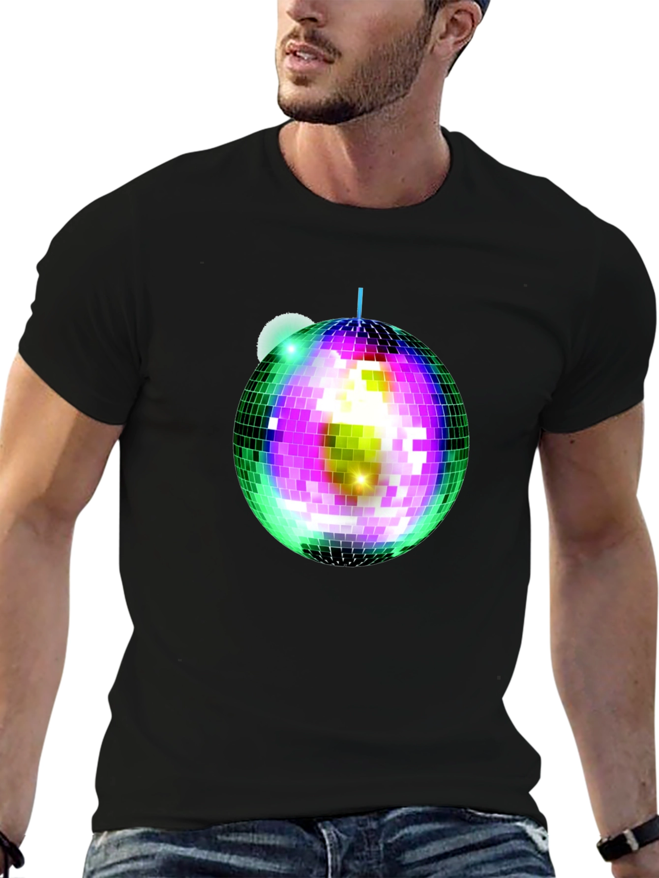 Disco Ball Graphic T-Shirt - Stylish Party Tee