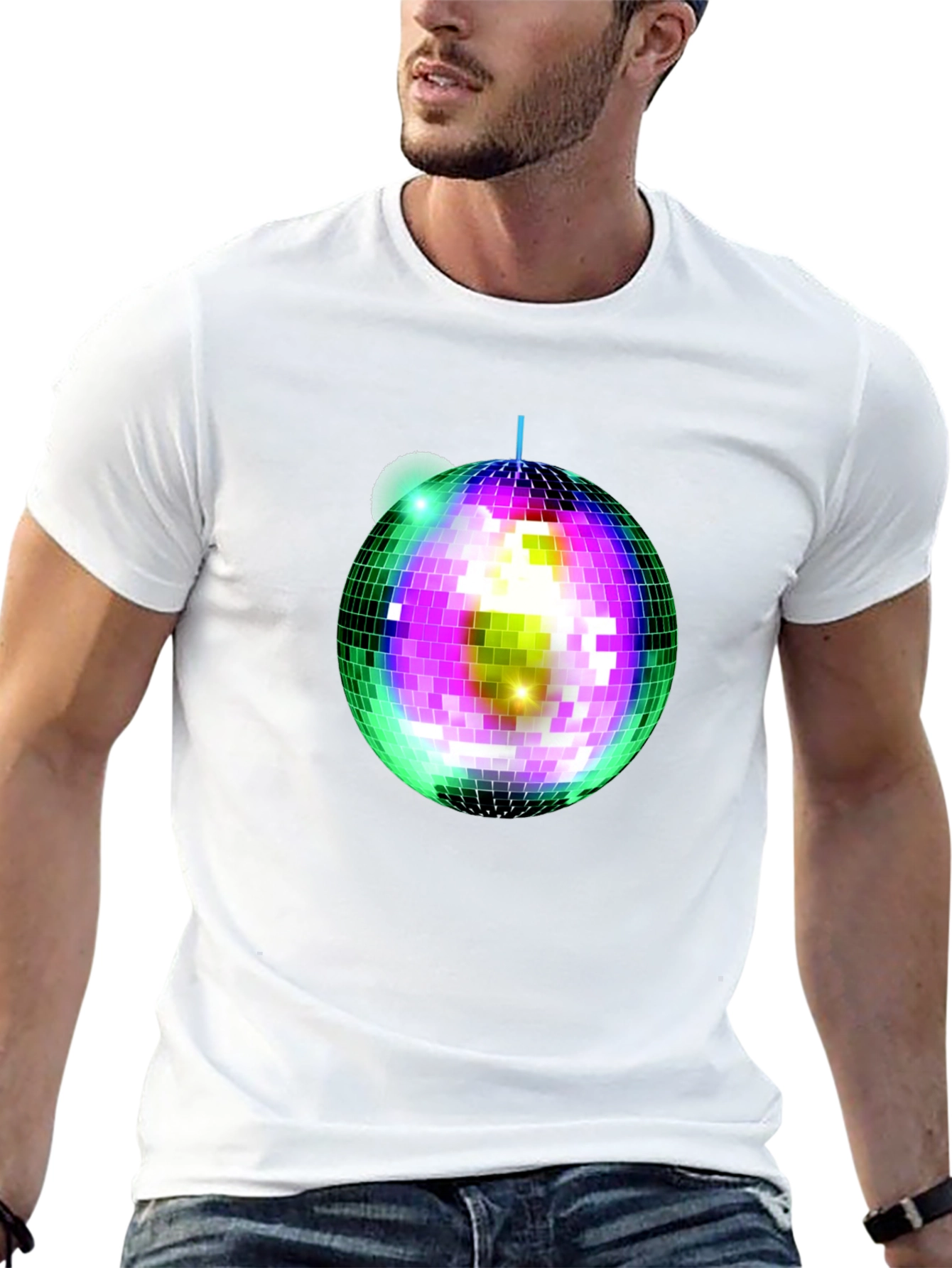 Disco Ball Graphic T-Shirt - Stylish Party Tee