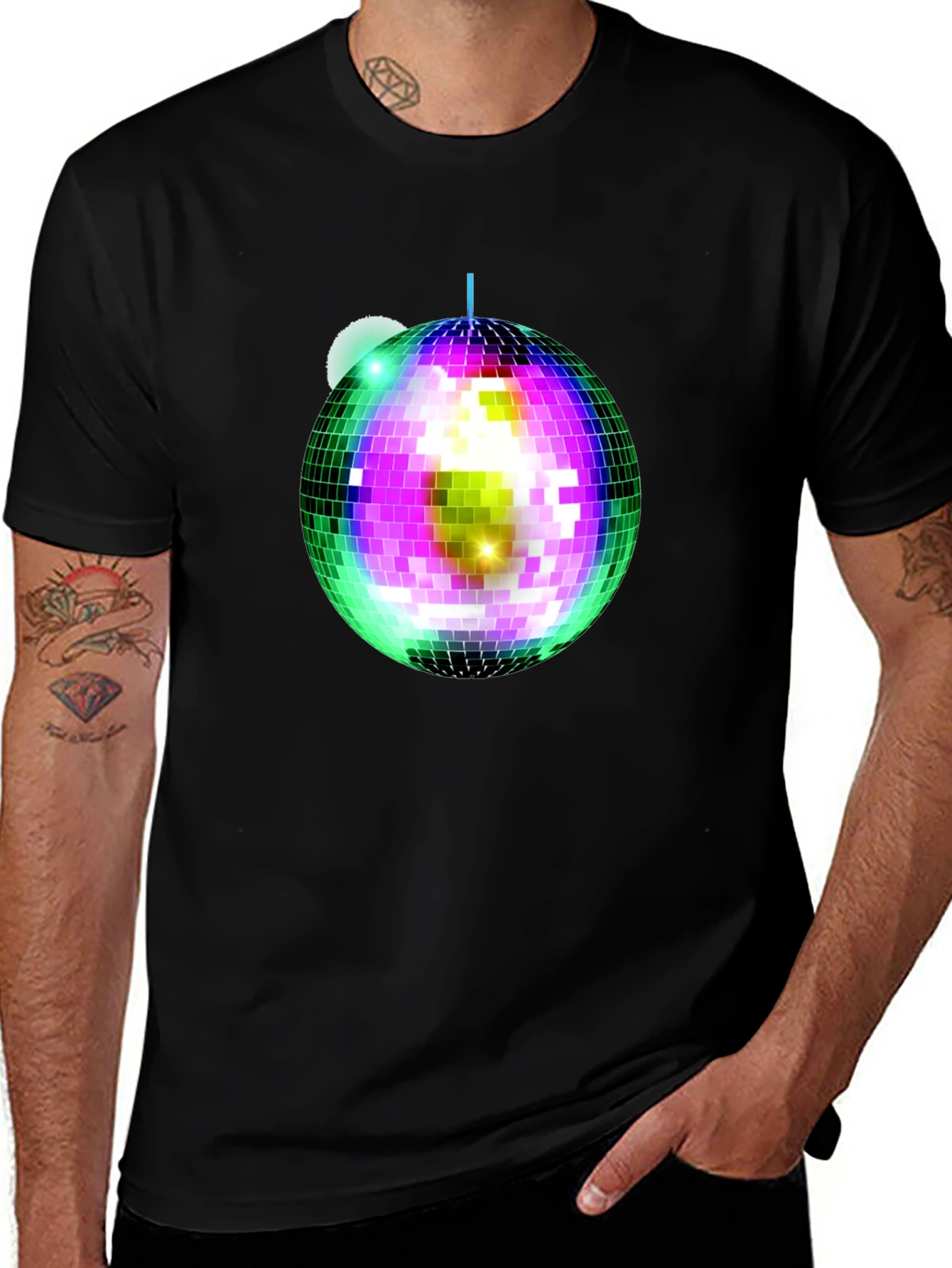 Disco Ball Graphic T-Shirt - Stylish Party Tee