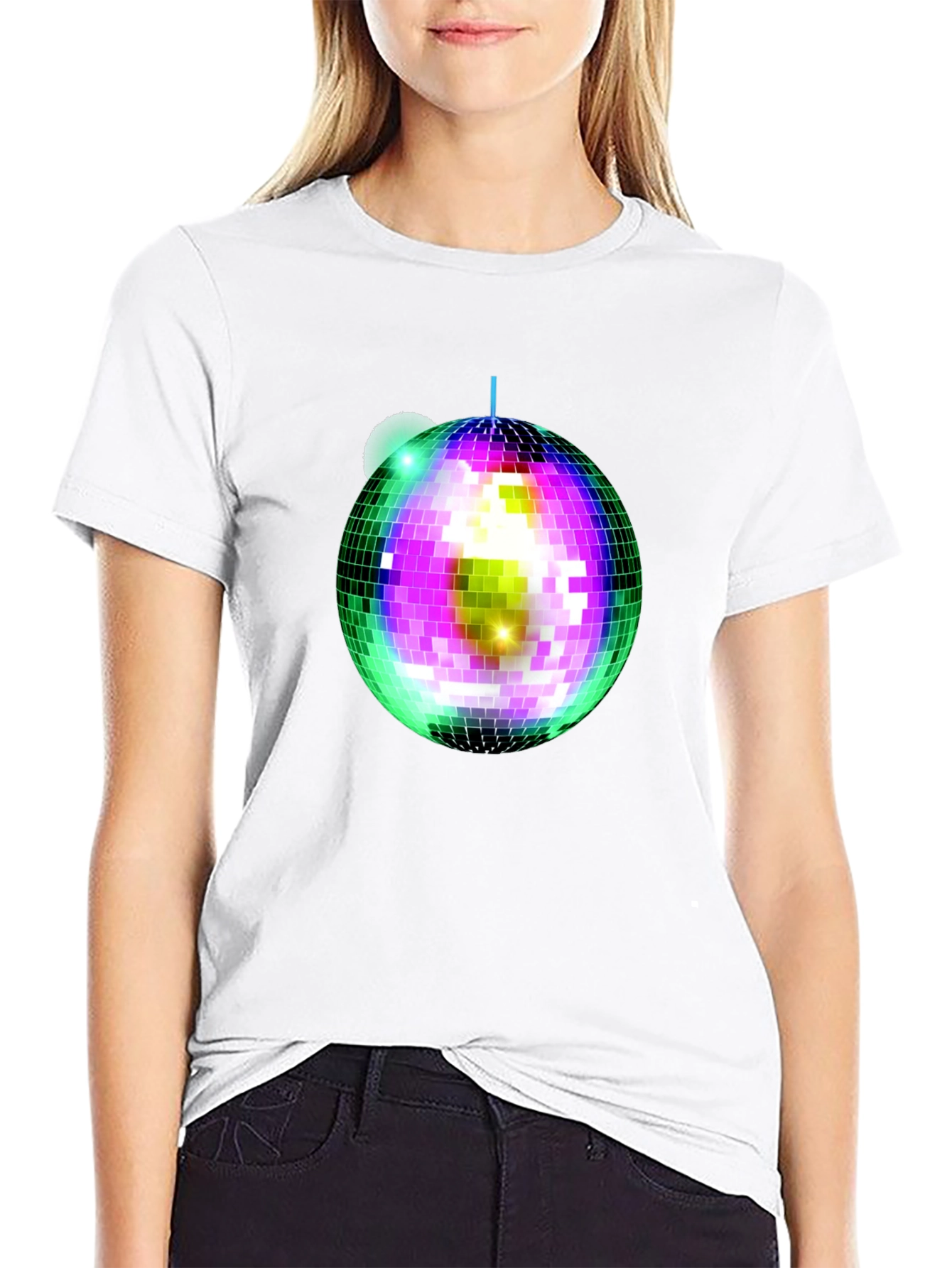 Disco Ball Graphic T-Shirt - Stylish Party Tee