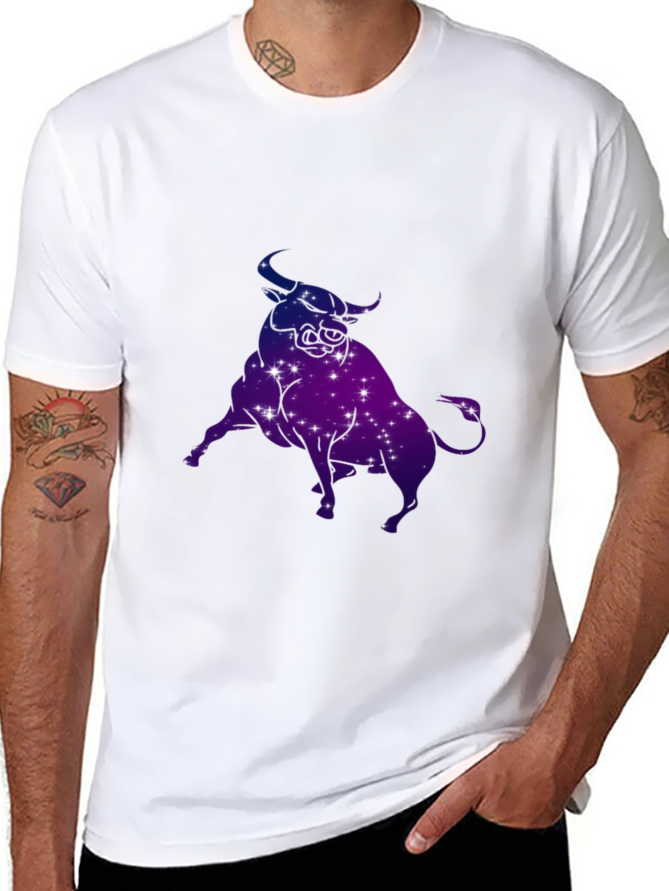 Taurus Zodiac Constellation Graphic Tee - Black