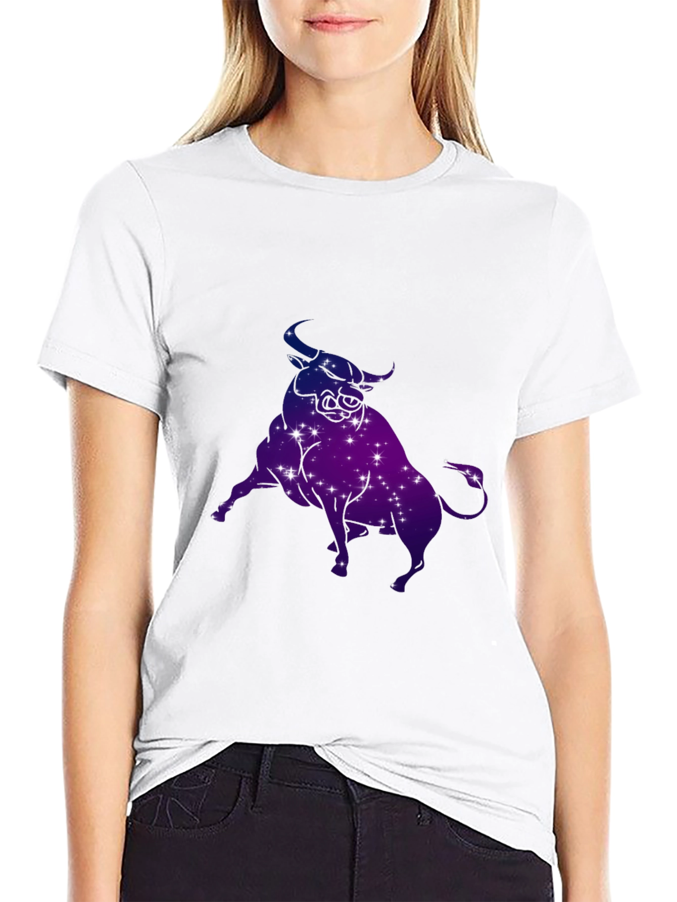 Taurus Zodiac Constellation Graphic Tee - Black