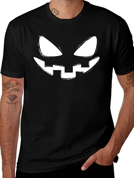 Halloween Pumpkin Face Graphic T-Shirt - Black
