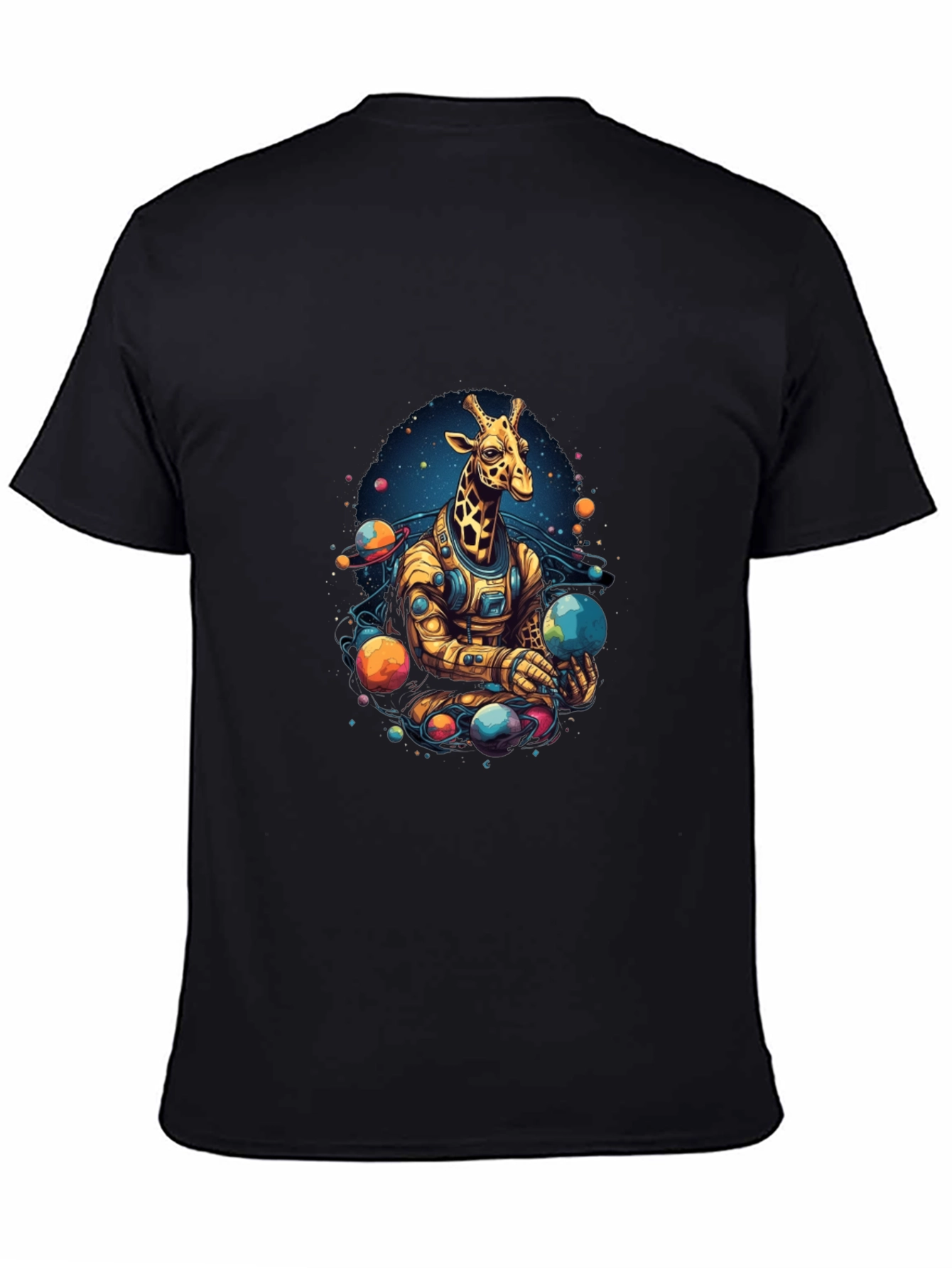 Giraffe Astronaut Graphic Tee - Black