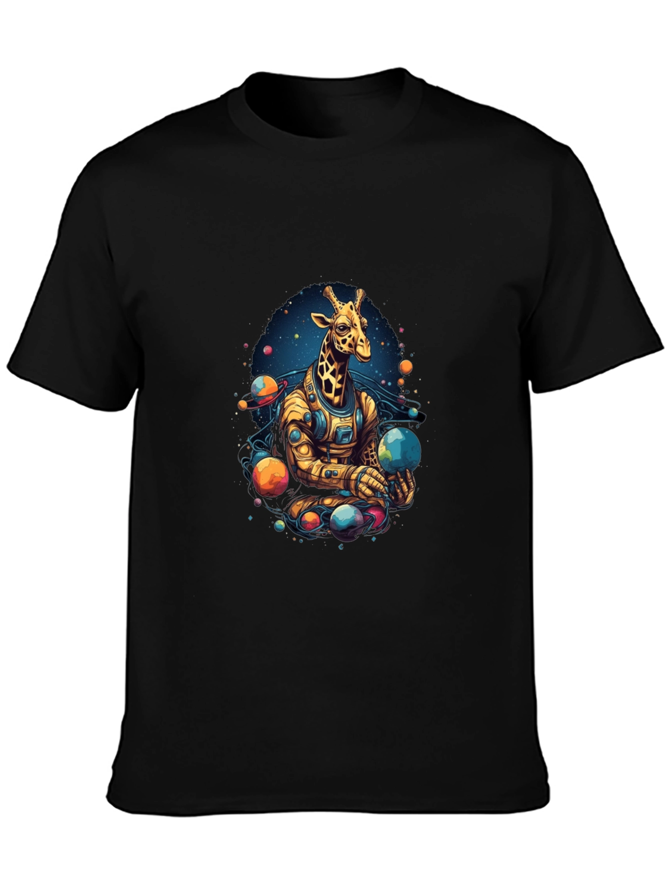 Giraffe Astronaut Graphic Tee - Black