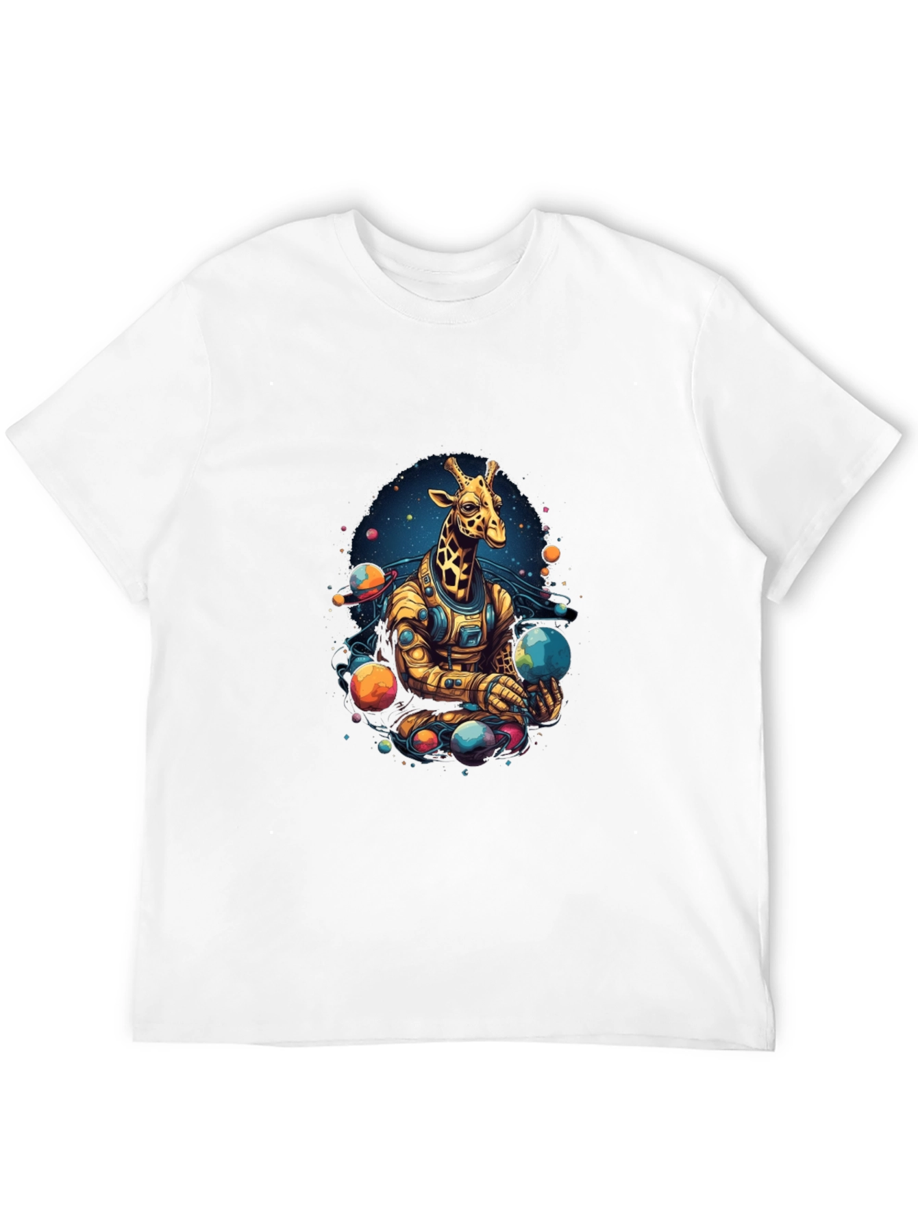 Giraffe Astronaut Graphic Tee - Black