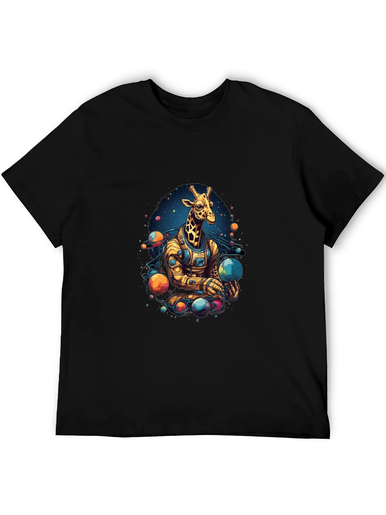 Giraffe Astronaut Graphic Tee - Black