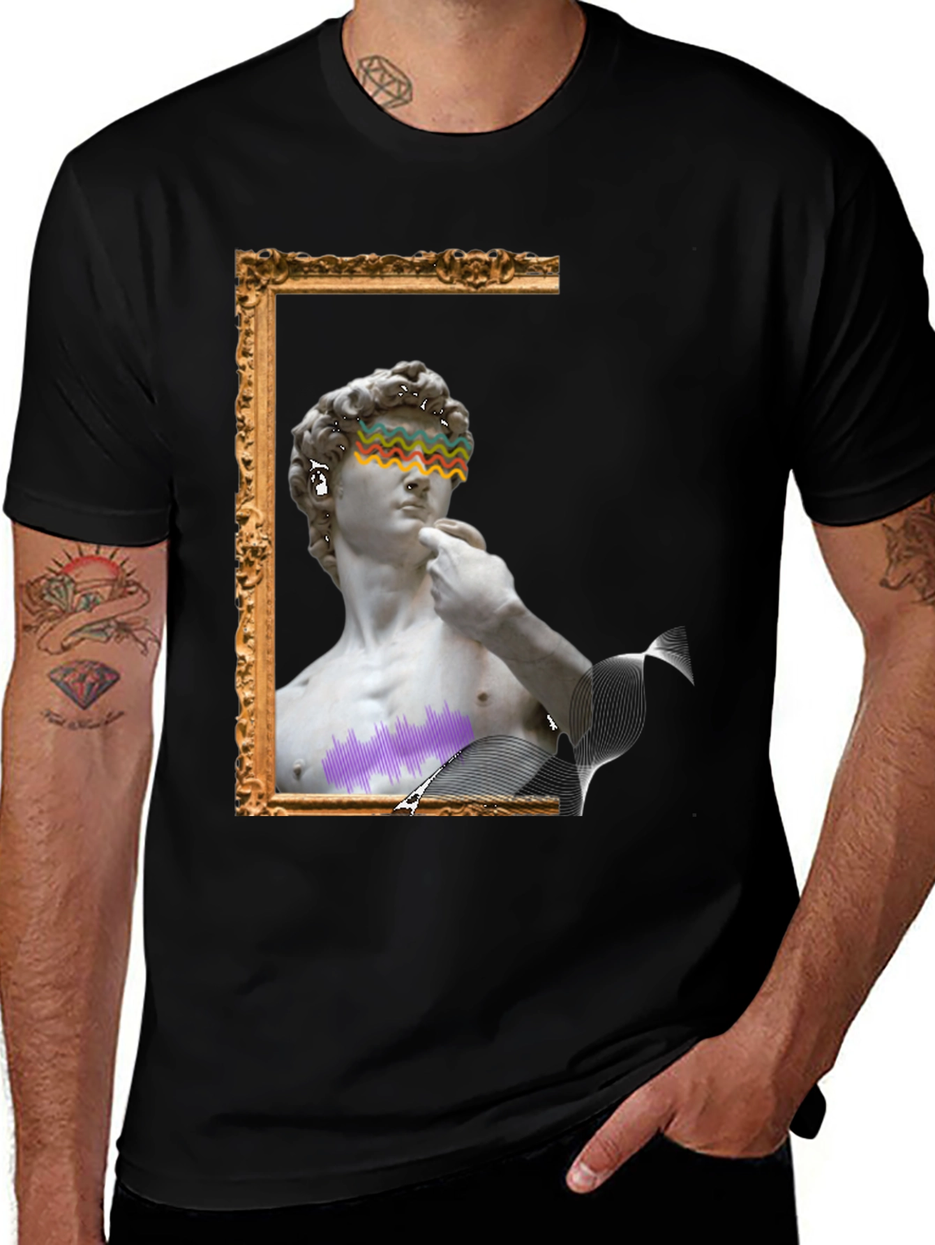 David Statue Graphic Tee - Artistic Black T-Shirt