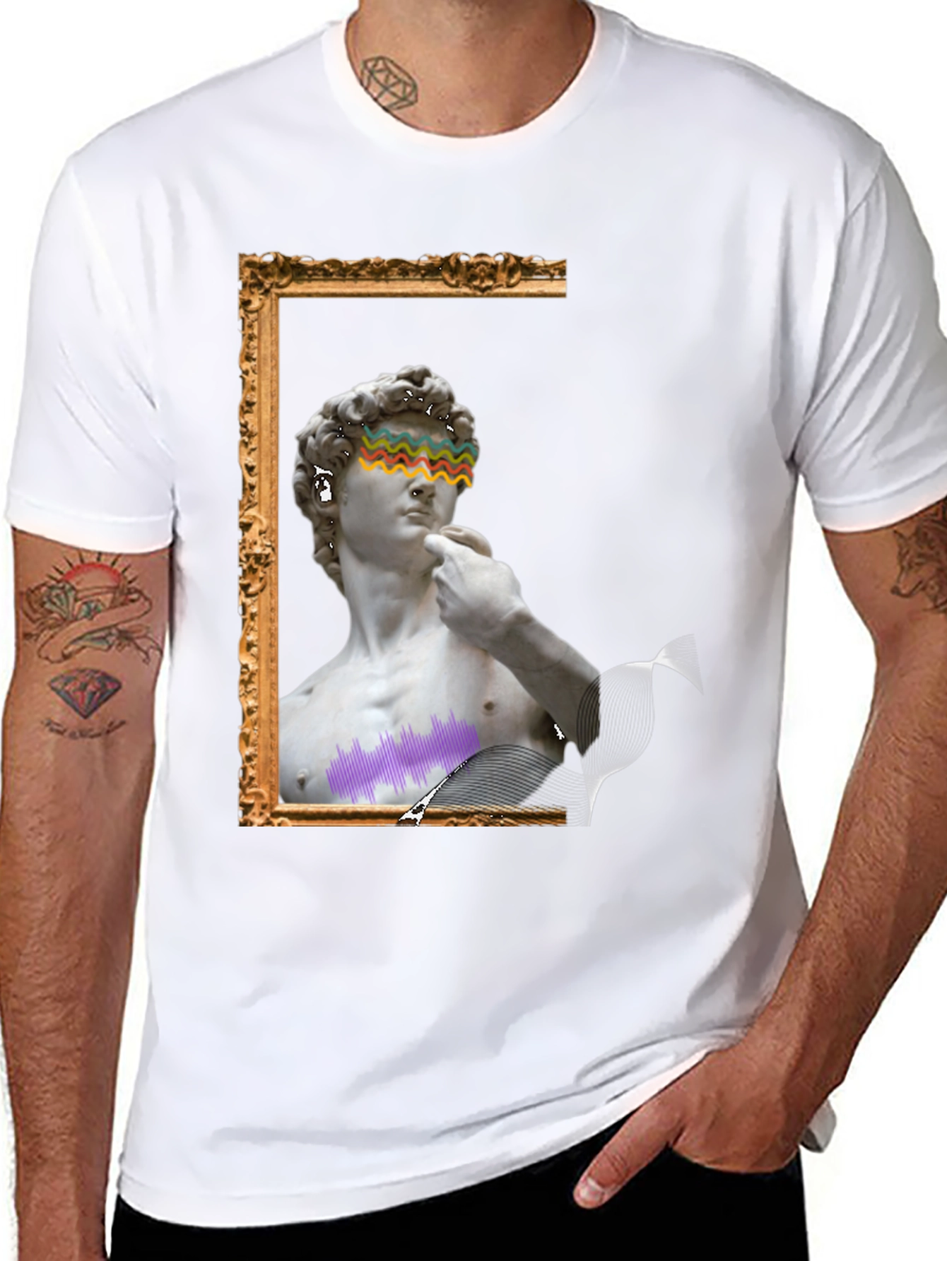 David Statue Graphic Tee - Artistic Black T-Shirt