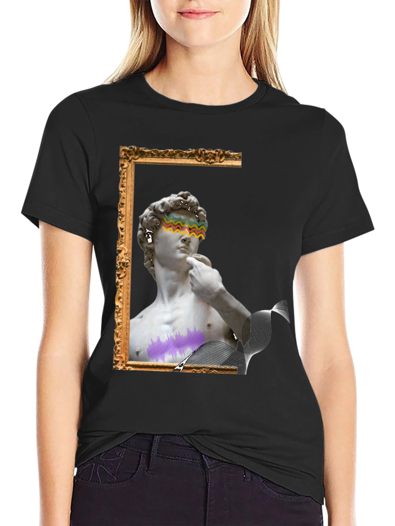 David Statue Graphic Tee - Artistic Black T-Shirt