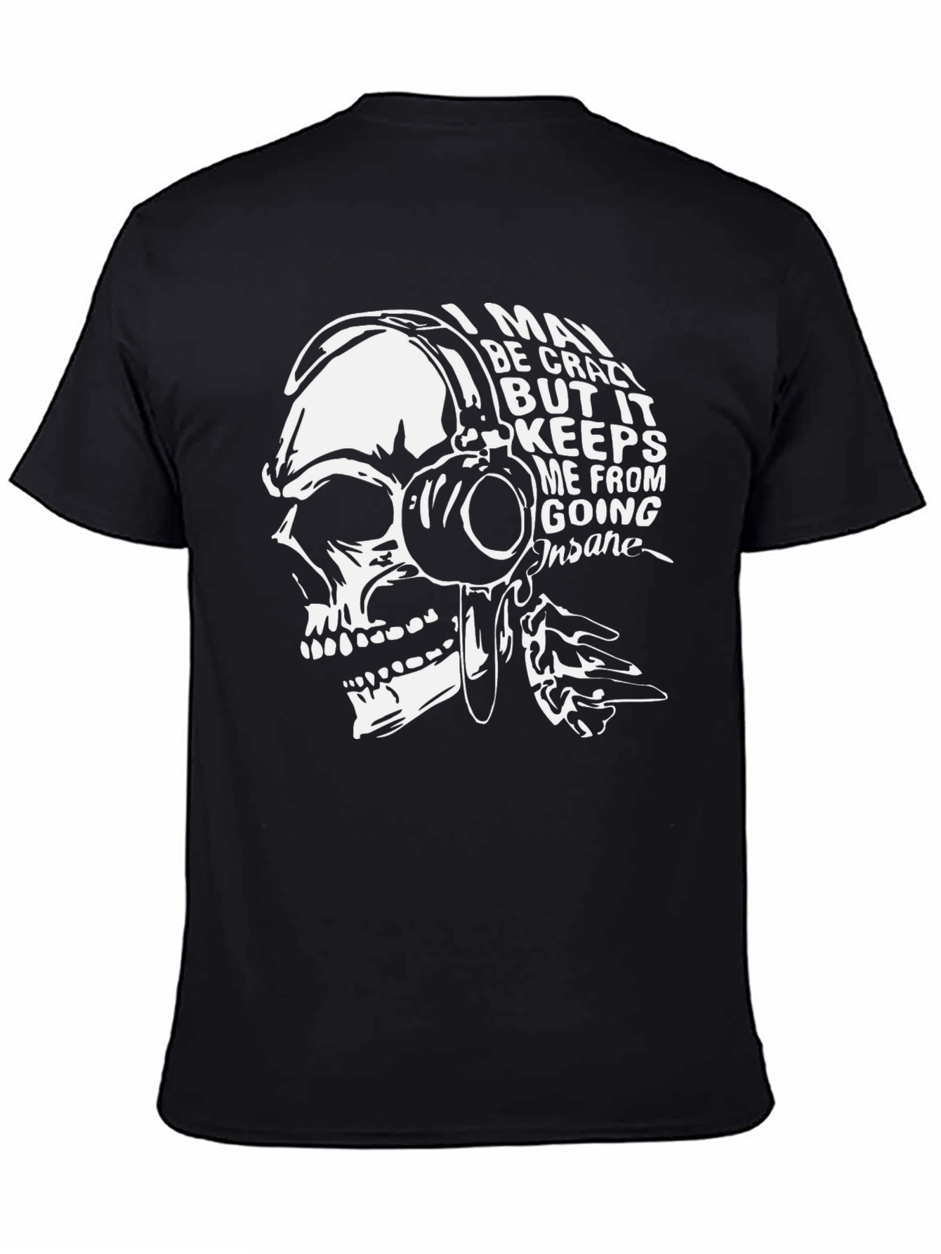 Crazy Skull Graphic T-Shirt - Trendy Black Tee