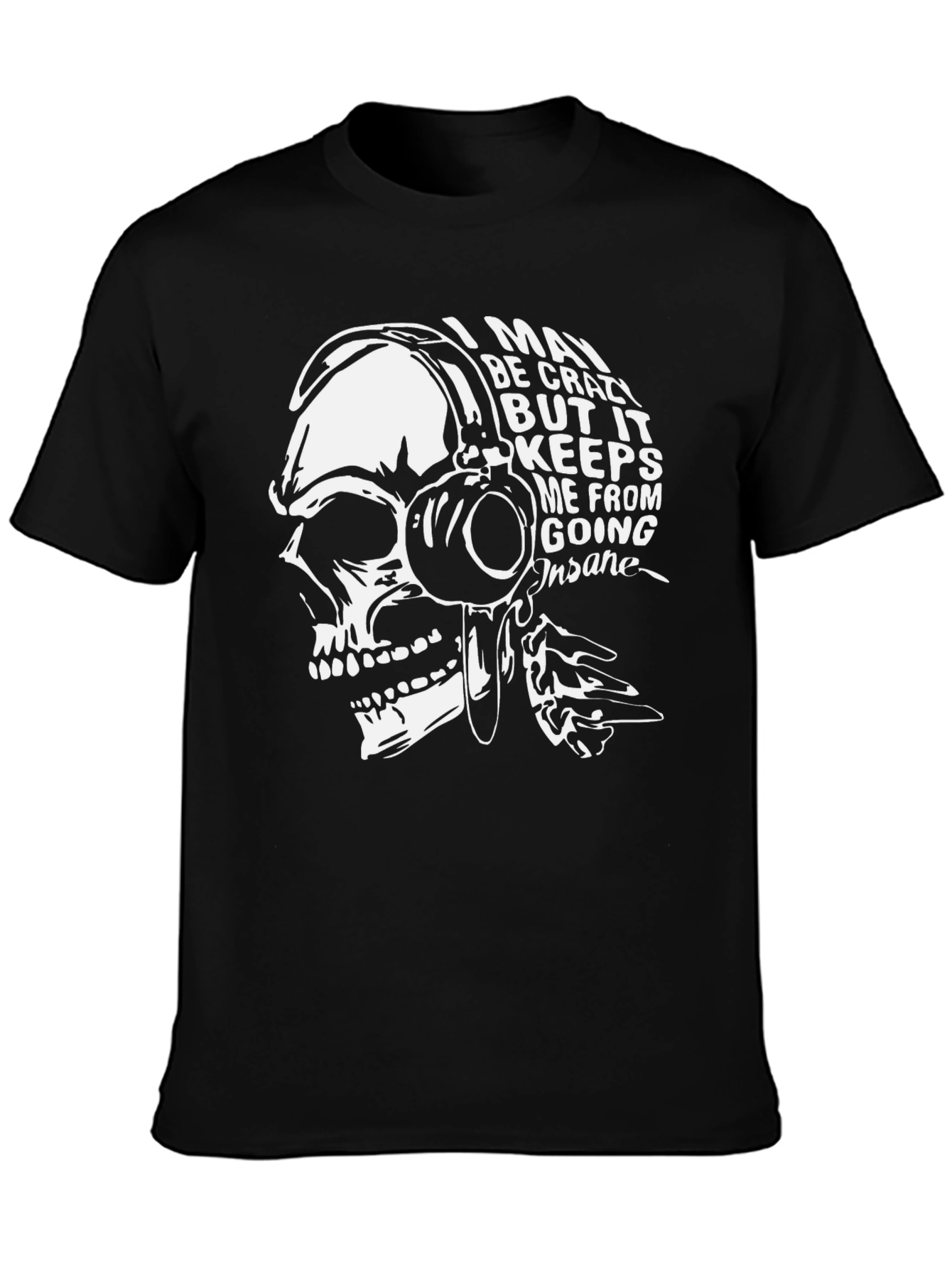 Crazy Skull Graphic T-Shirt - Trendy Black Tee