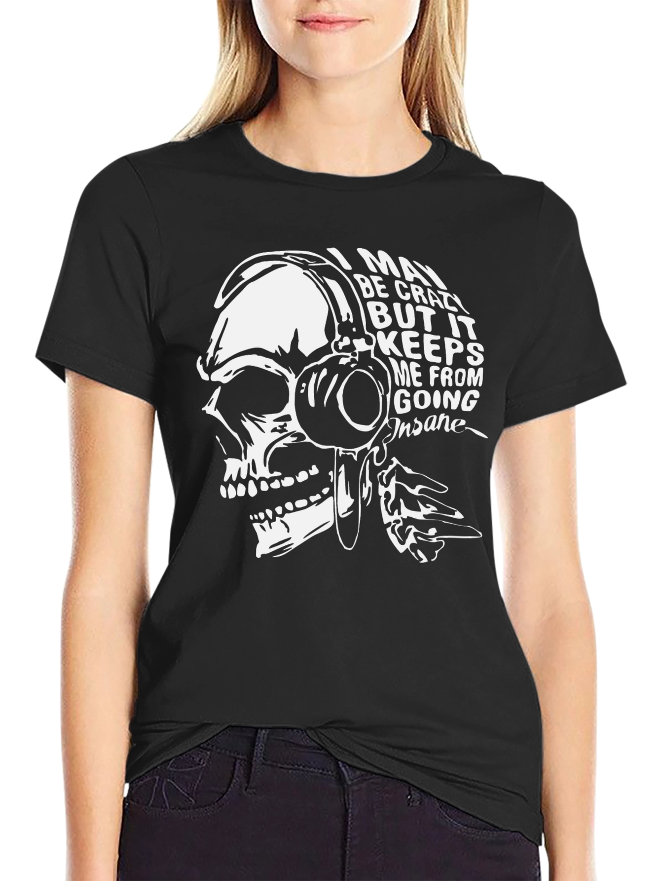 Crazy Skull Graphic T-Shirt - Trendy Black Tee