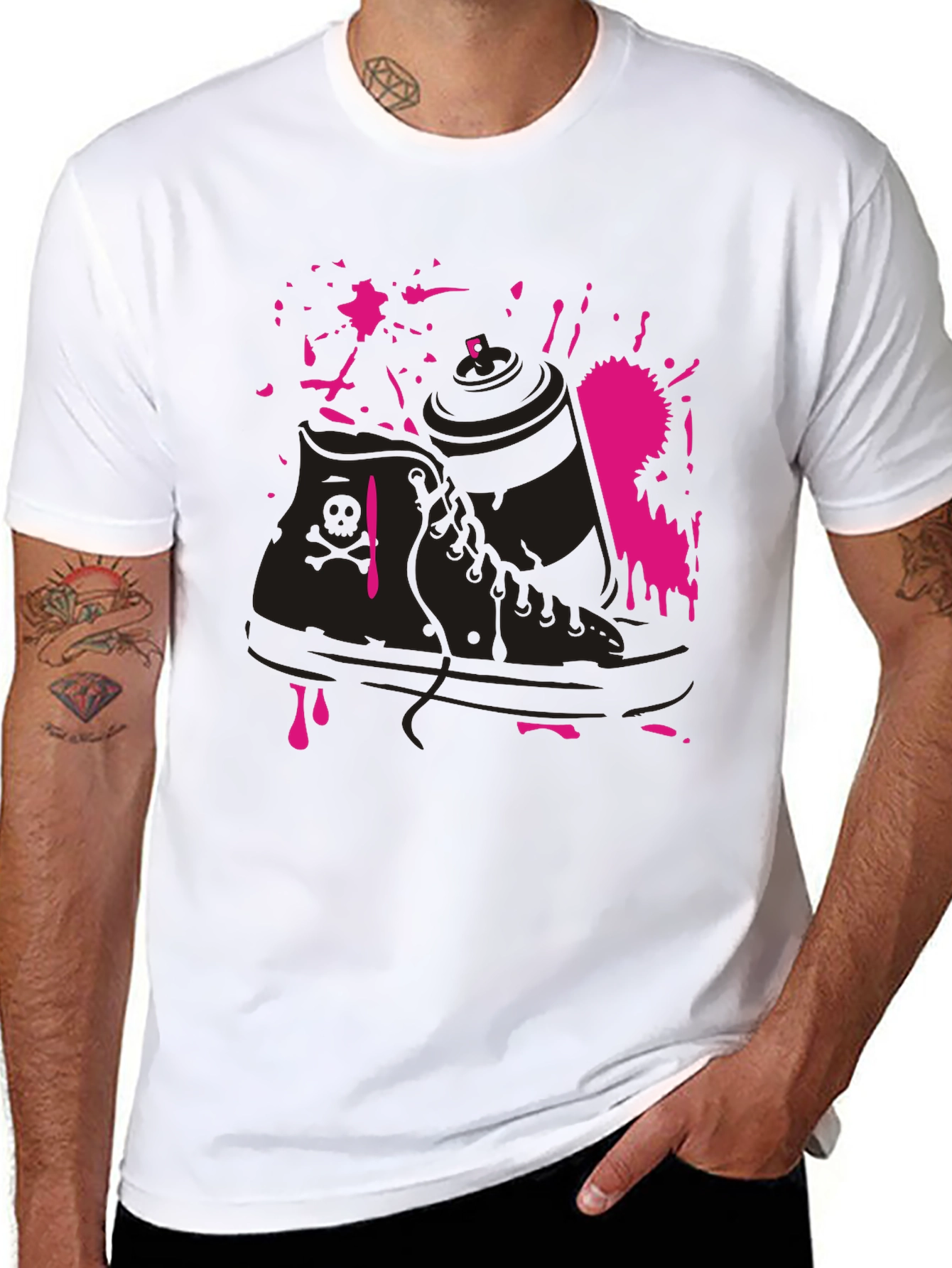 Sneaker & Spray Paint Graphic T-Shirt