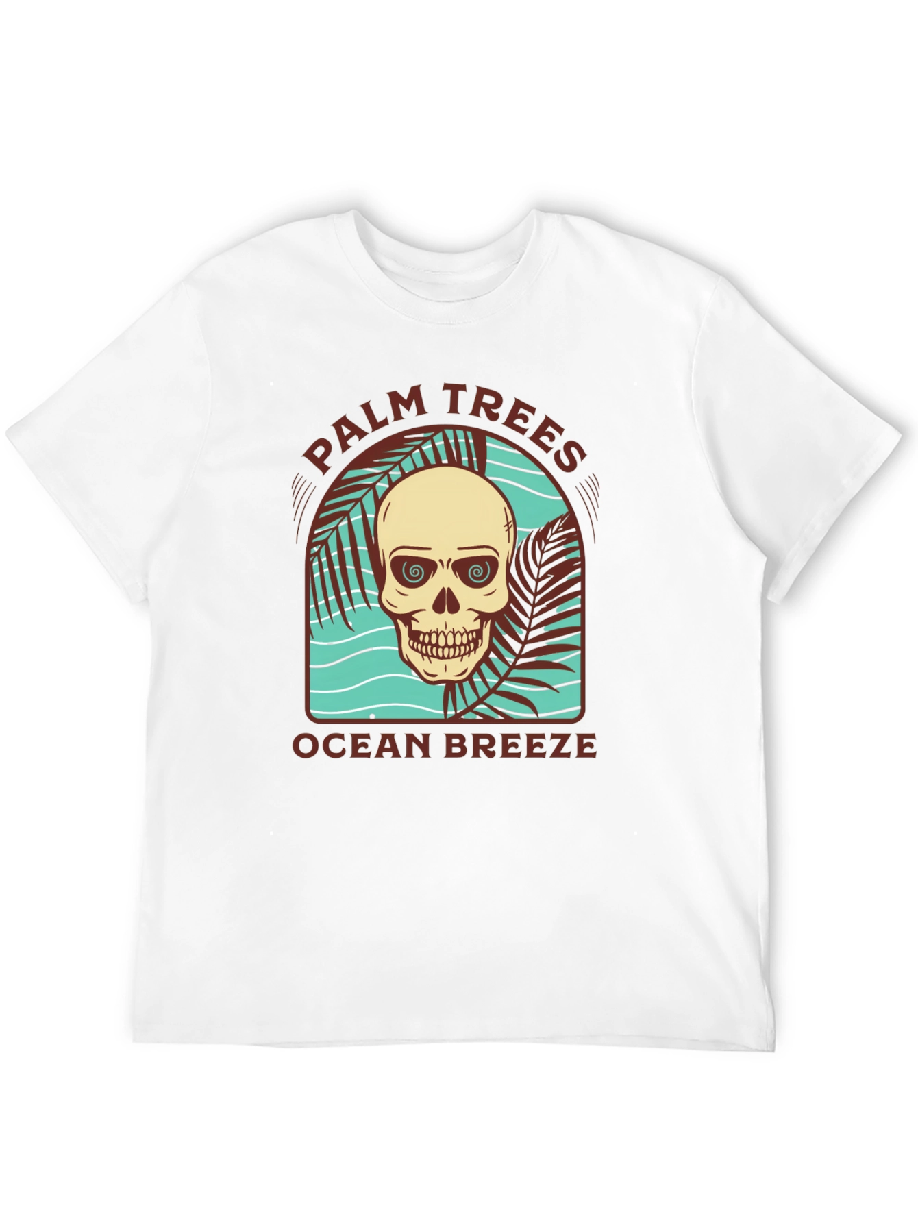 Palm Trees Ocean Breeze Skull Graphic Tee