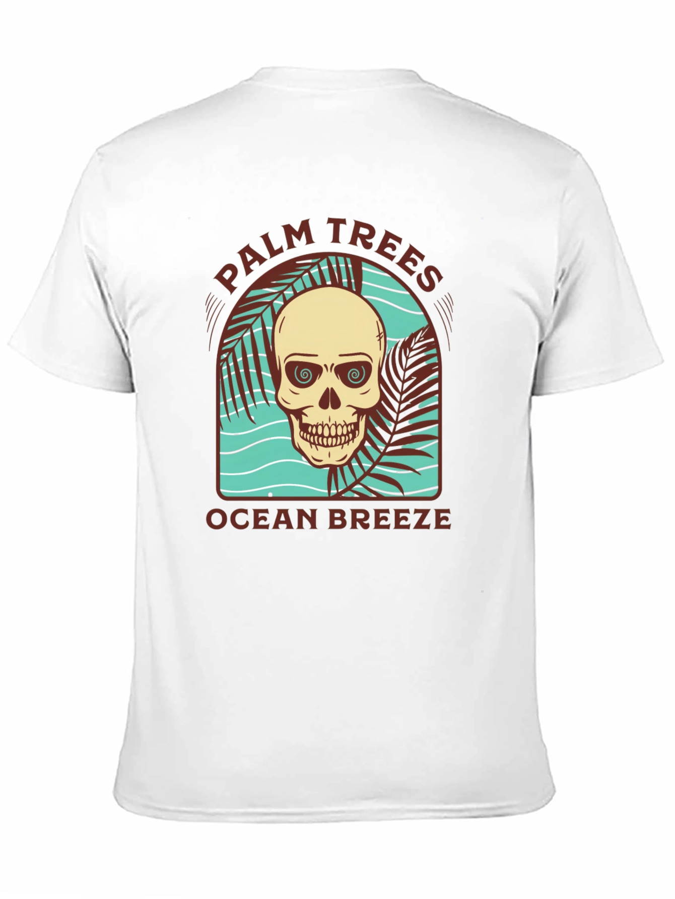 Palm Trees Ocean Breeze Skull Graphic Tee