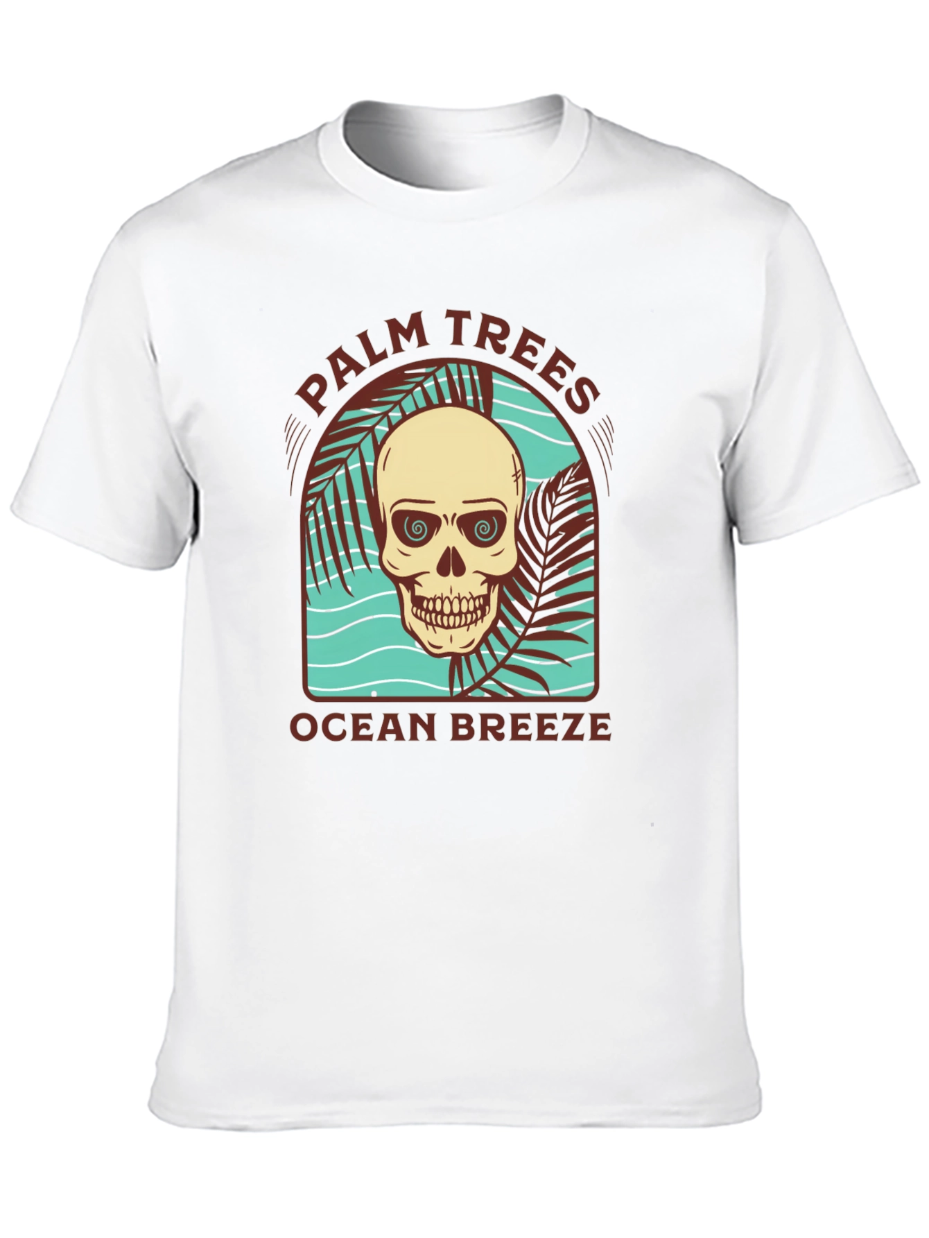 Palm Trees Ocean Breeze Skull Graphic Tee