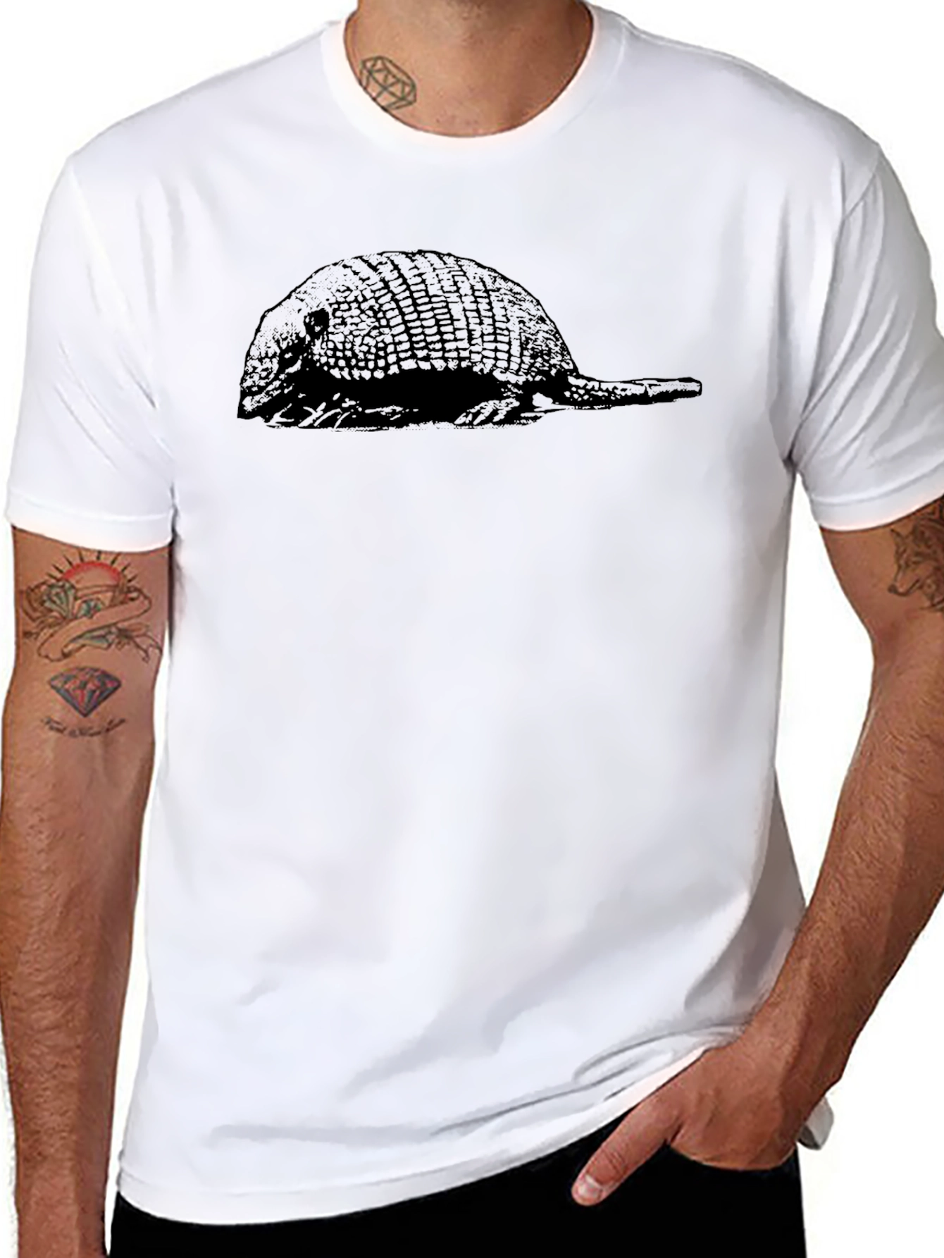Armadillo Graphic Tee - Black Crew Neck T-Shirt
