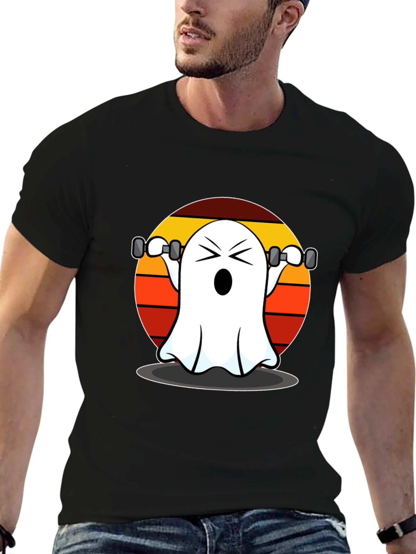 Funny Ghost Lifting Weights T-Shirt