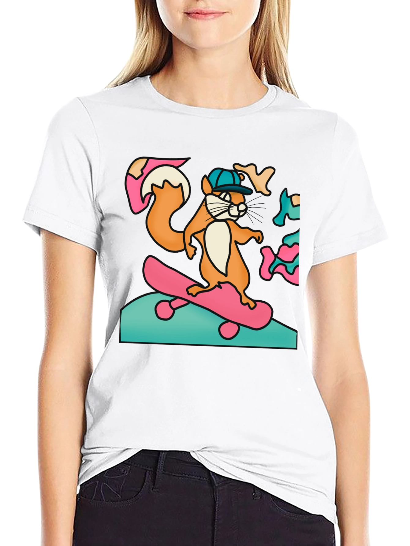 Skateboarding Squirrel Graphic Tee