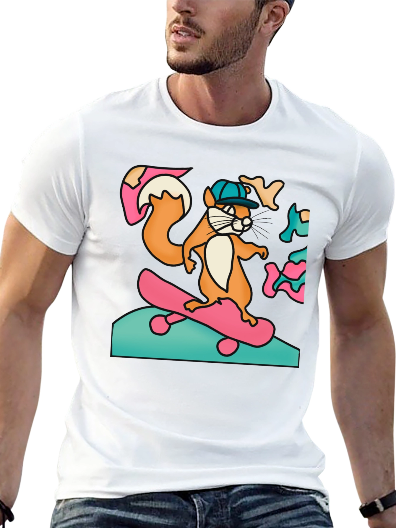 Skateboarding Squirrel Graphic Tee