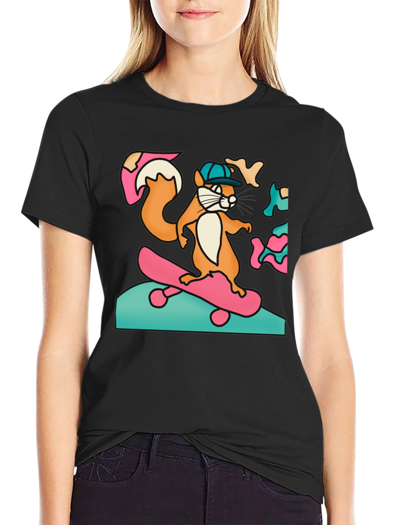 Skateboarding Squirrel Graphic Tee