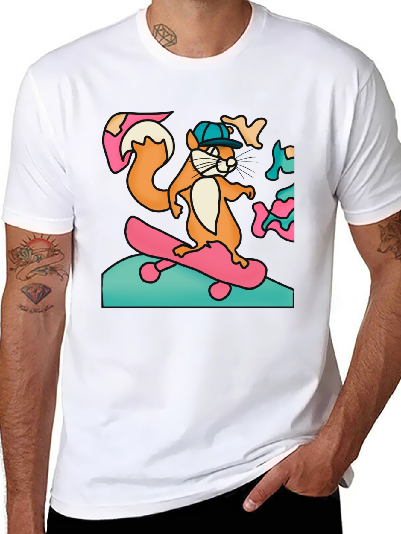 Skateboarding Squirrel Graphic Tee