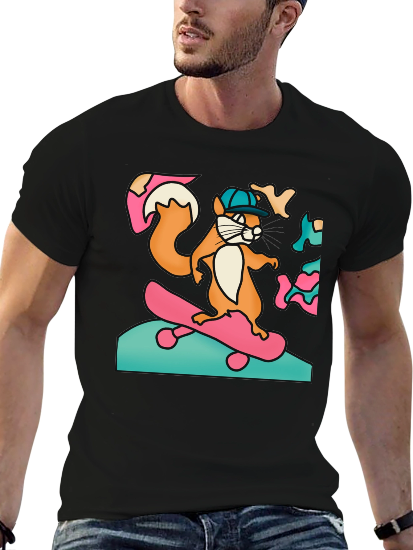 Skateboarding Squirrel Graphic Tee