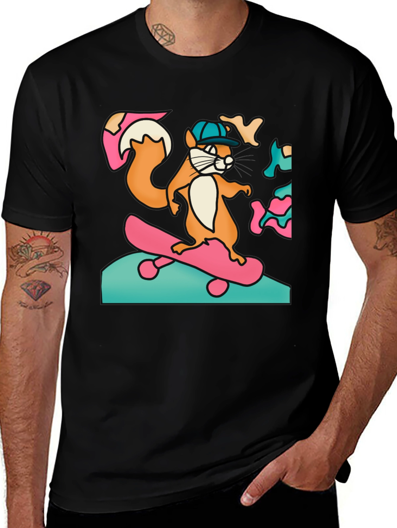 Skateboarding Squirrel Graphic Tee