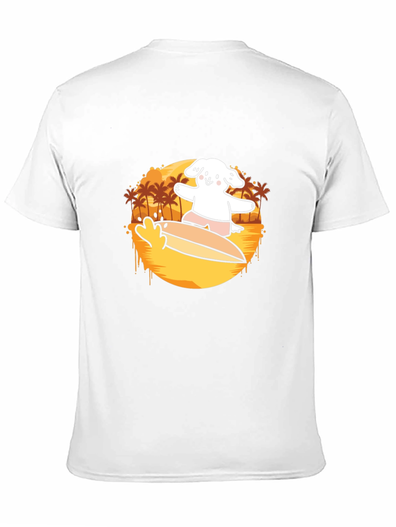 Surfing Dog Graphic Tee - Black Cotton Casual T-Shirt