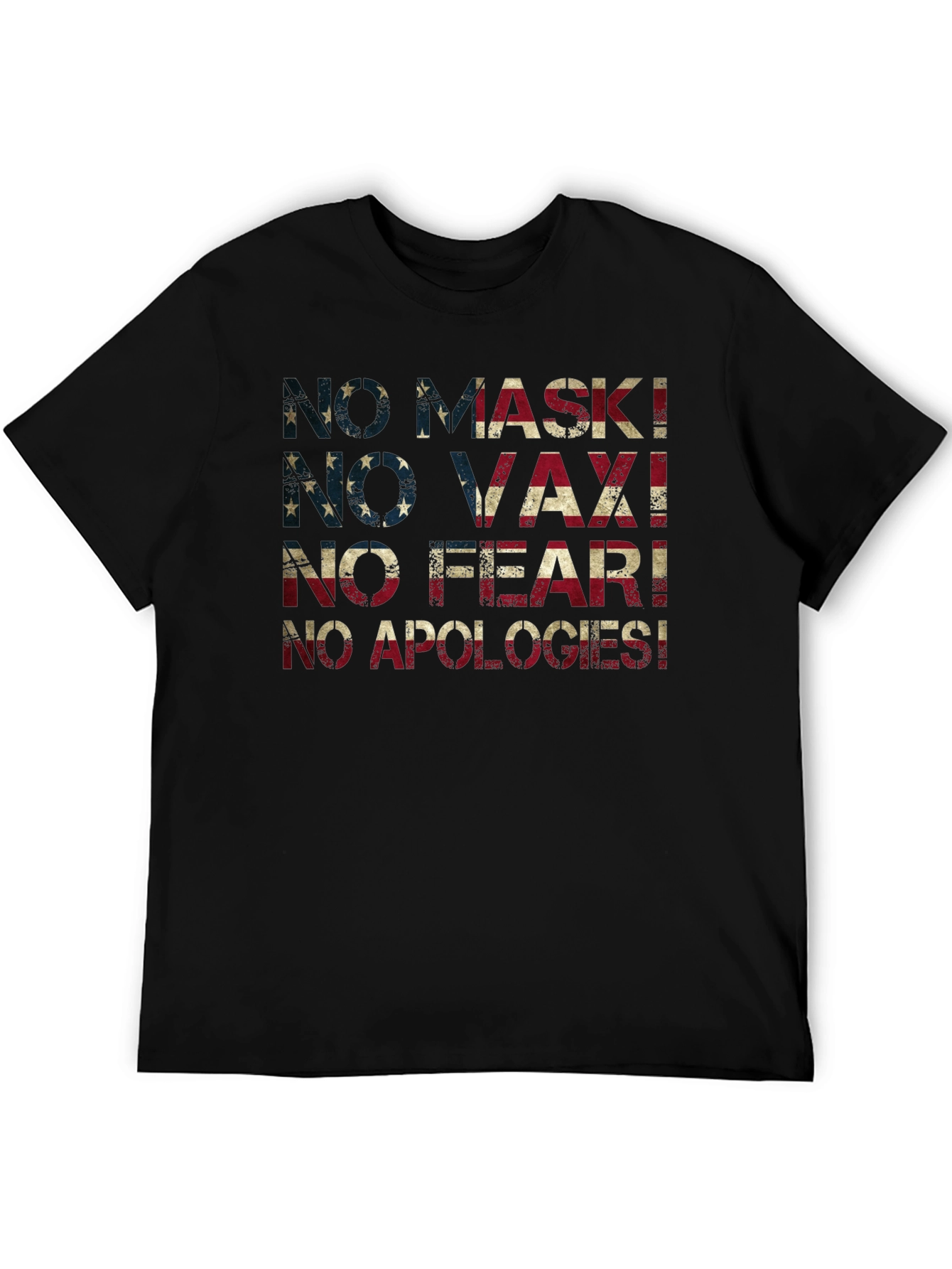 No Mask No Vax T-Shirt USA Flag Anti Vaccine