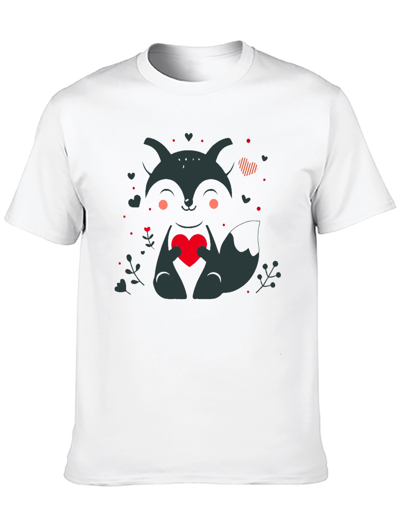 Fox Holding Heart Graphic Print T-Shirt