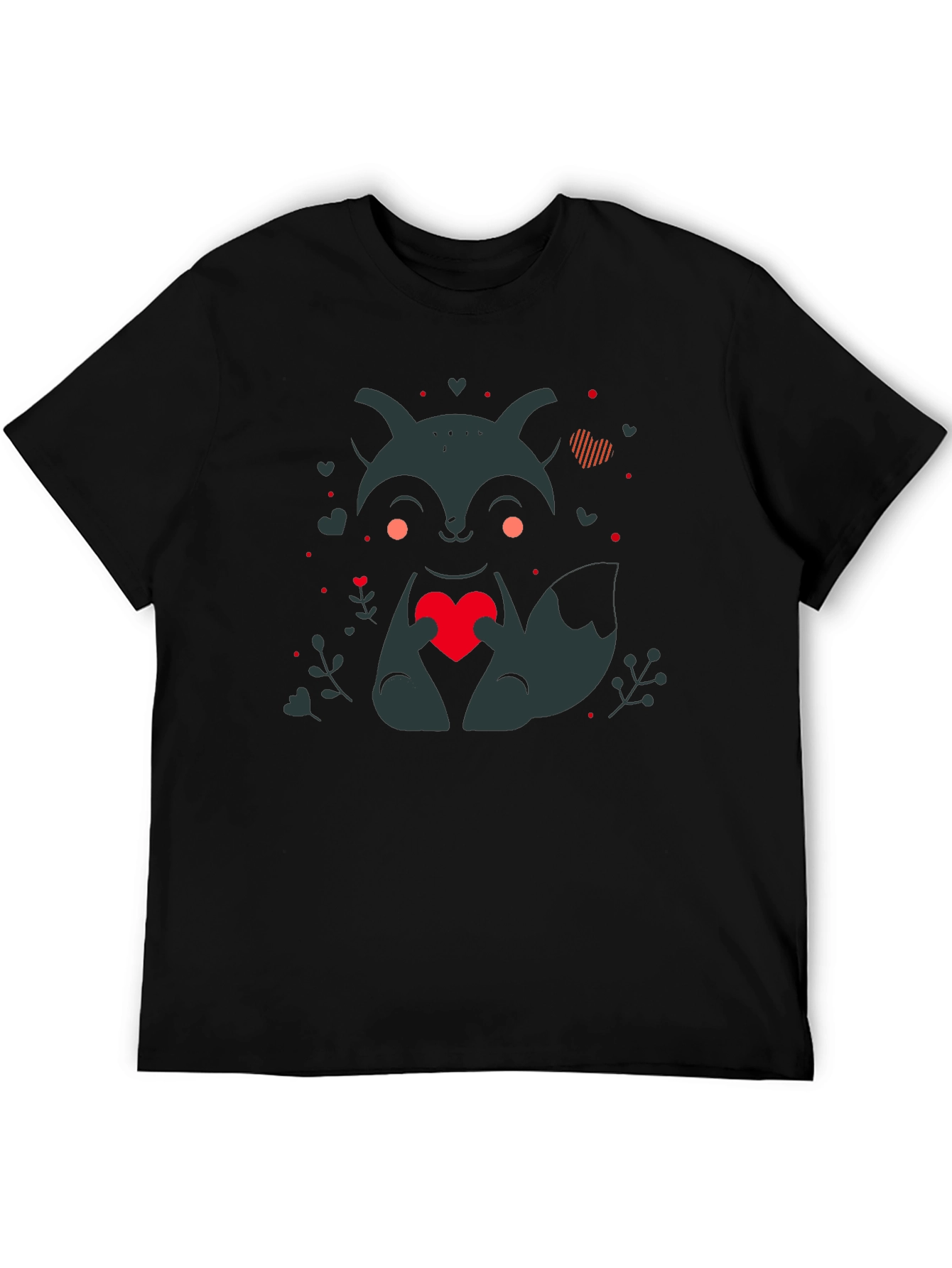 Fox Holding Heart Graphic Print T-Shirt