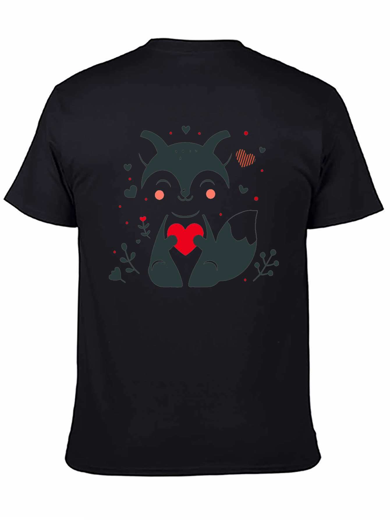 Fox Holding Heart Graphic Print T-Shirt