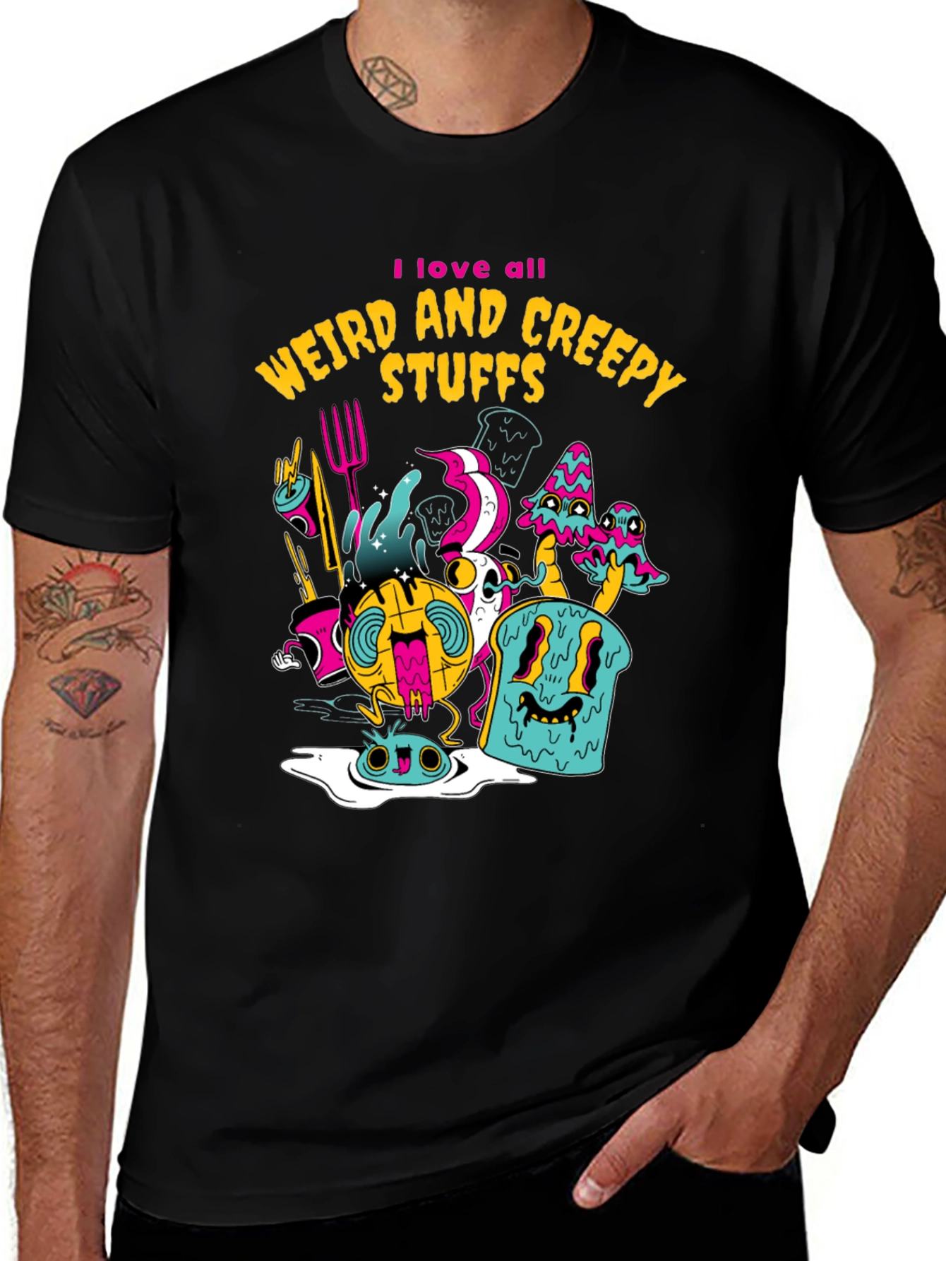 Weird & Creepy Graphic Tee - Stylish Black T-Shirt