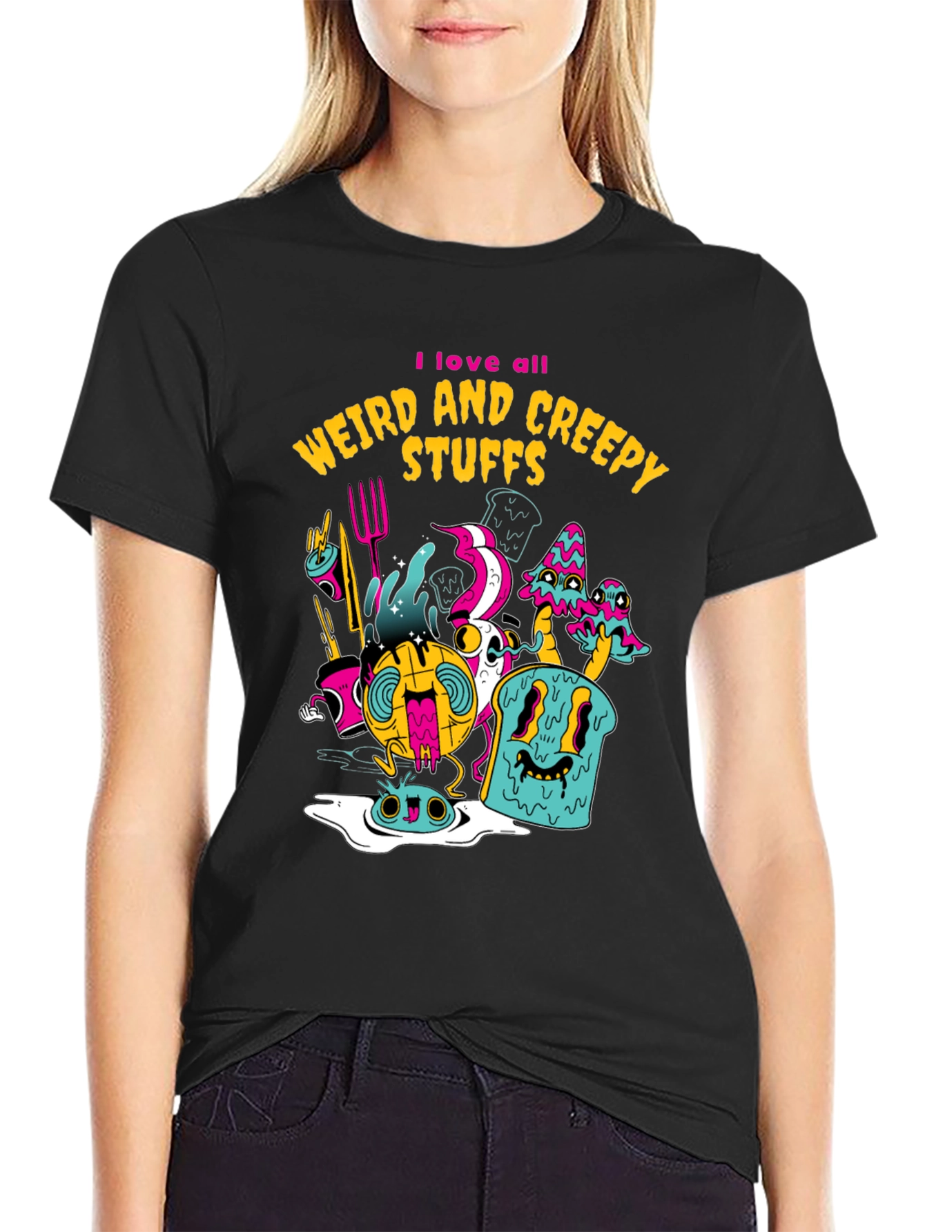 Weird & Creepy Graphic Tee - Stylish Black T-Shirt
