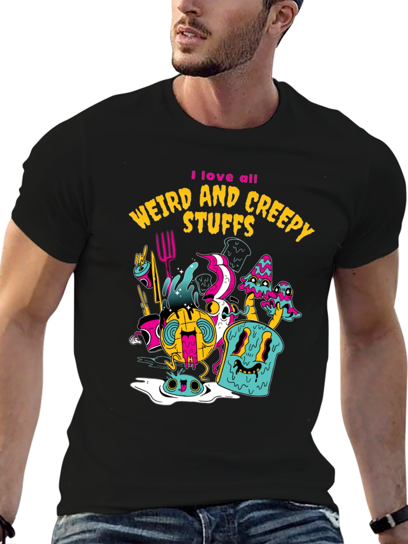 Weird & Creepy Graphic Tee - Stylish Black T-Shirt