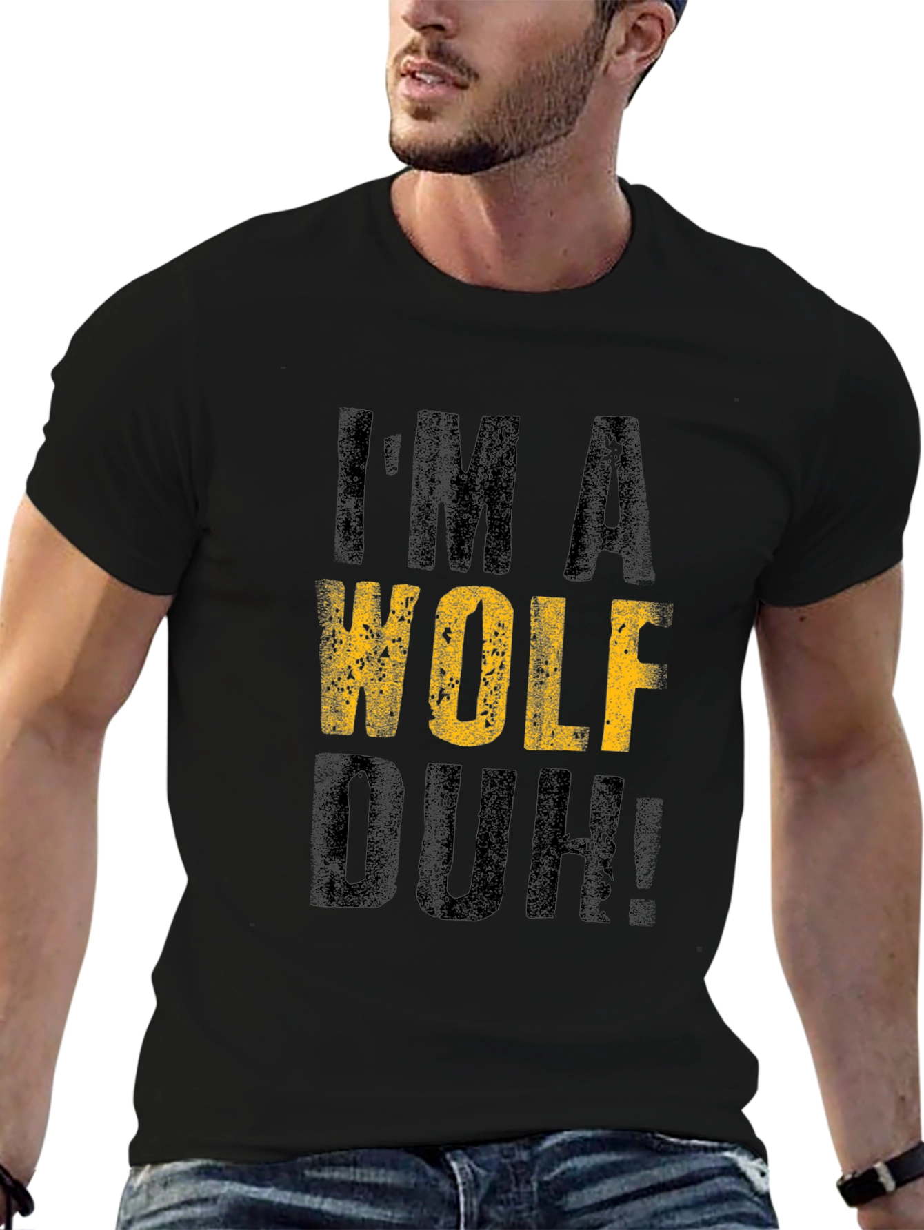 Im A Wolf Duh! Graphic T-Shirt - Black