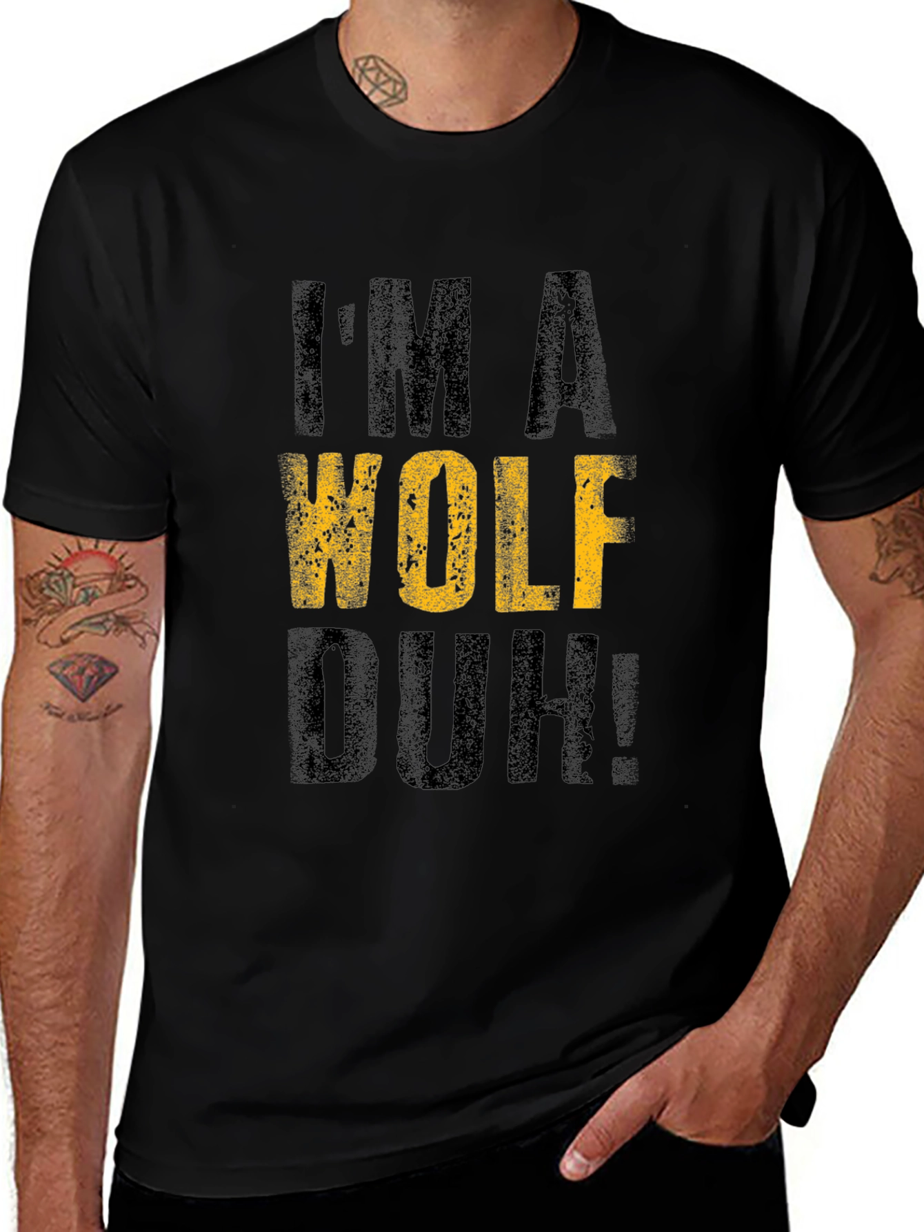 Im A Wolf Duh! Graphic T-Shirt - Black