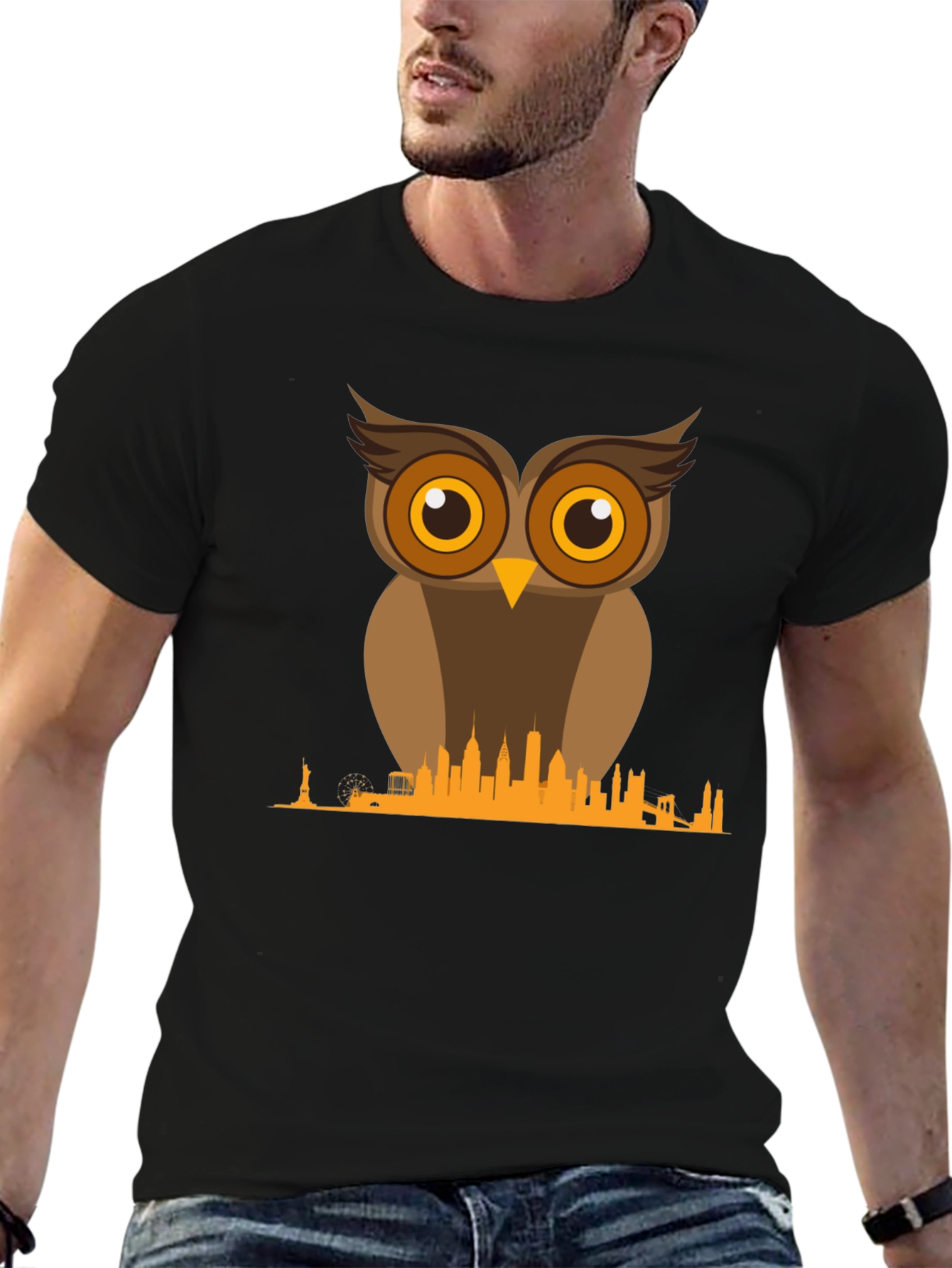 Owl & NYC Skyline T-Shirt - Unique Graphic Tee