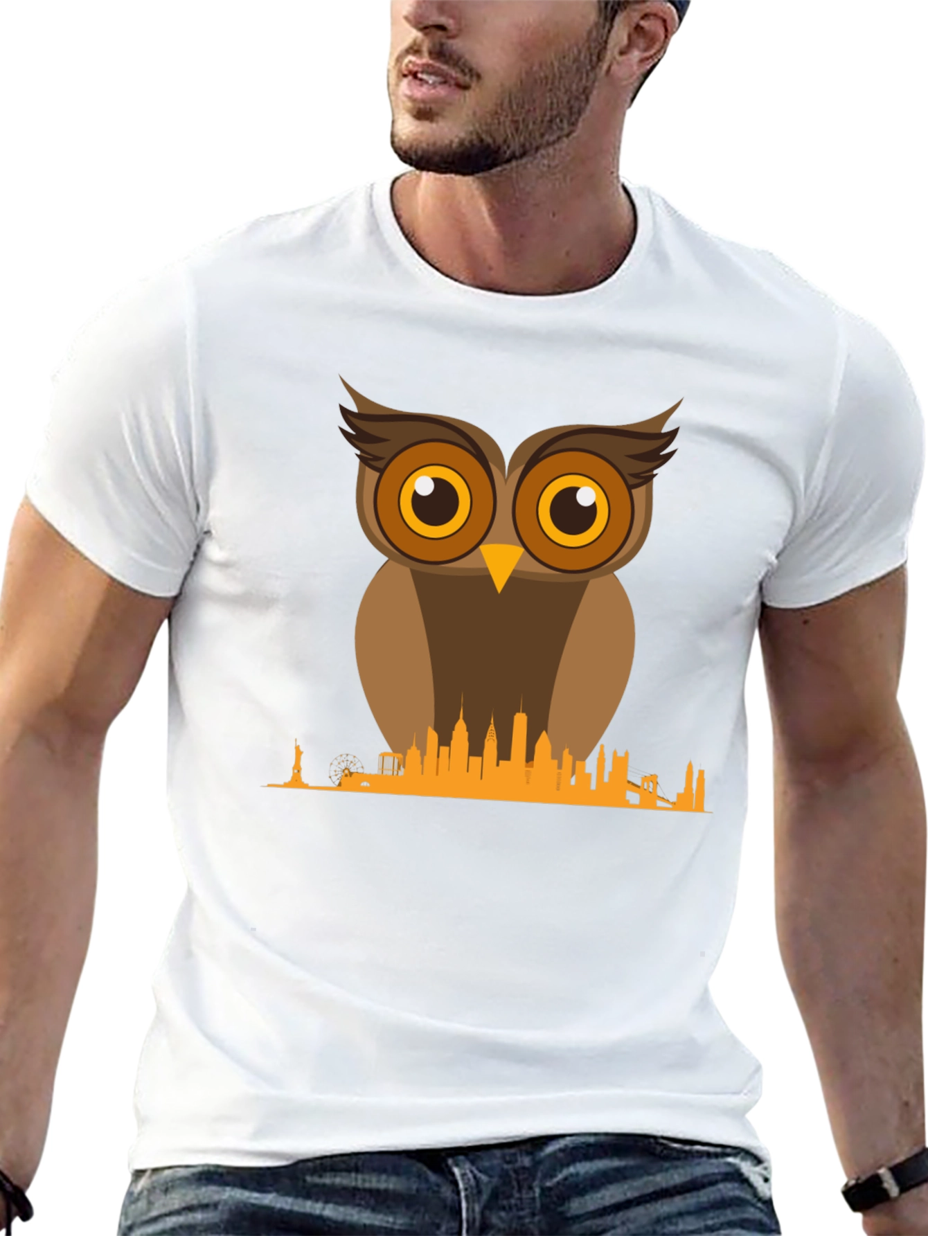 Owl & NYC Skyline T-Shirt - Unique Graphic Tee