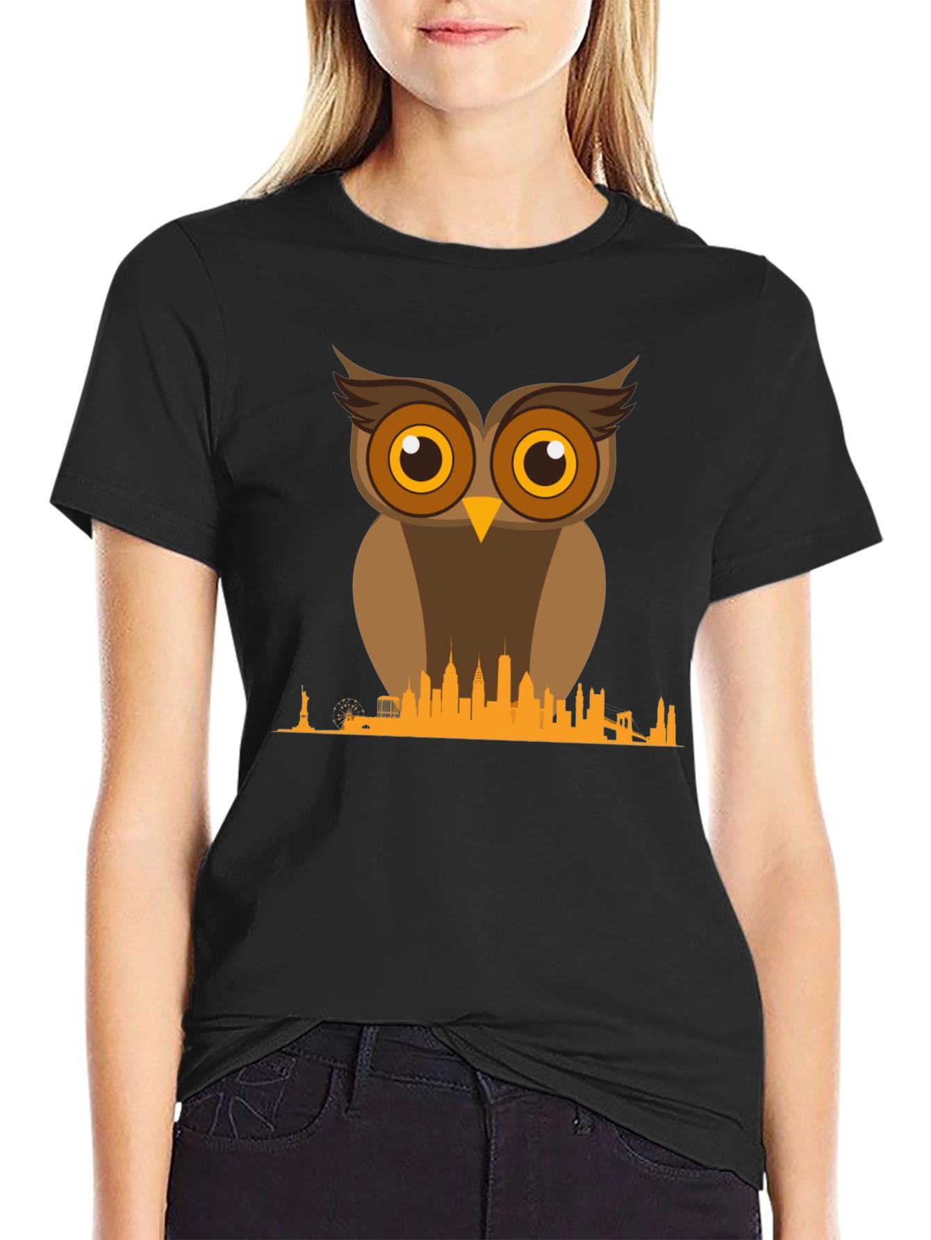 Owl & NYC Skyline T-Shirt - Unique Graphic Tee
