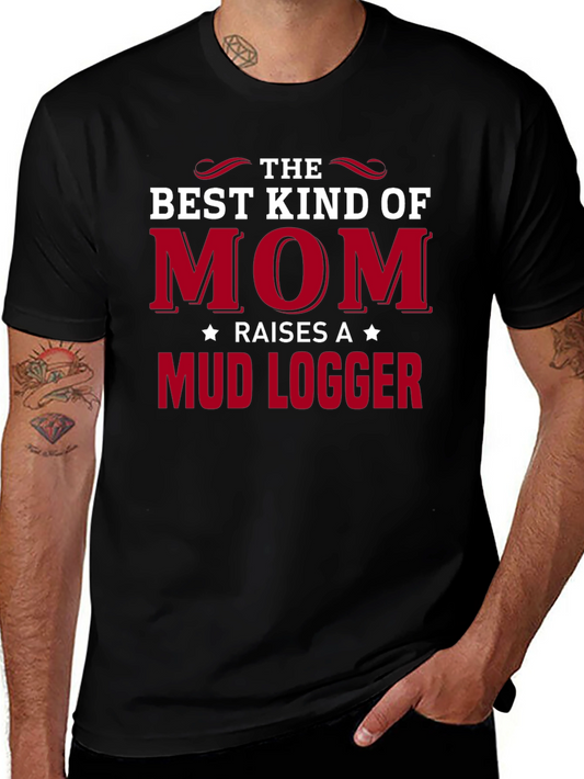 Mud Logger Mom T-Shirt - Black Crew Neck