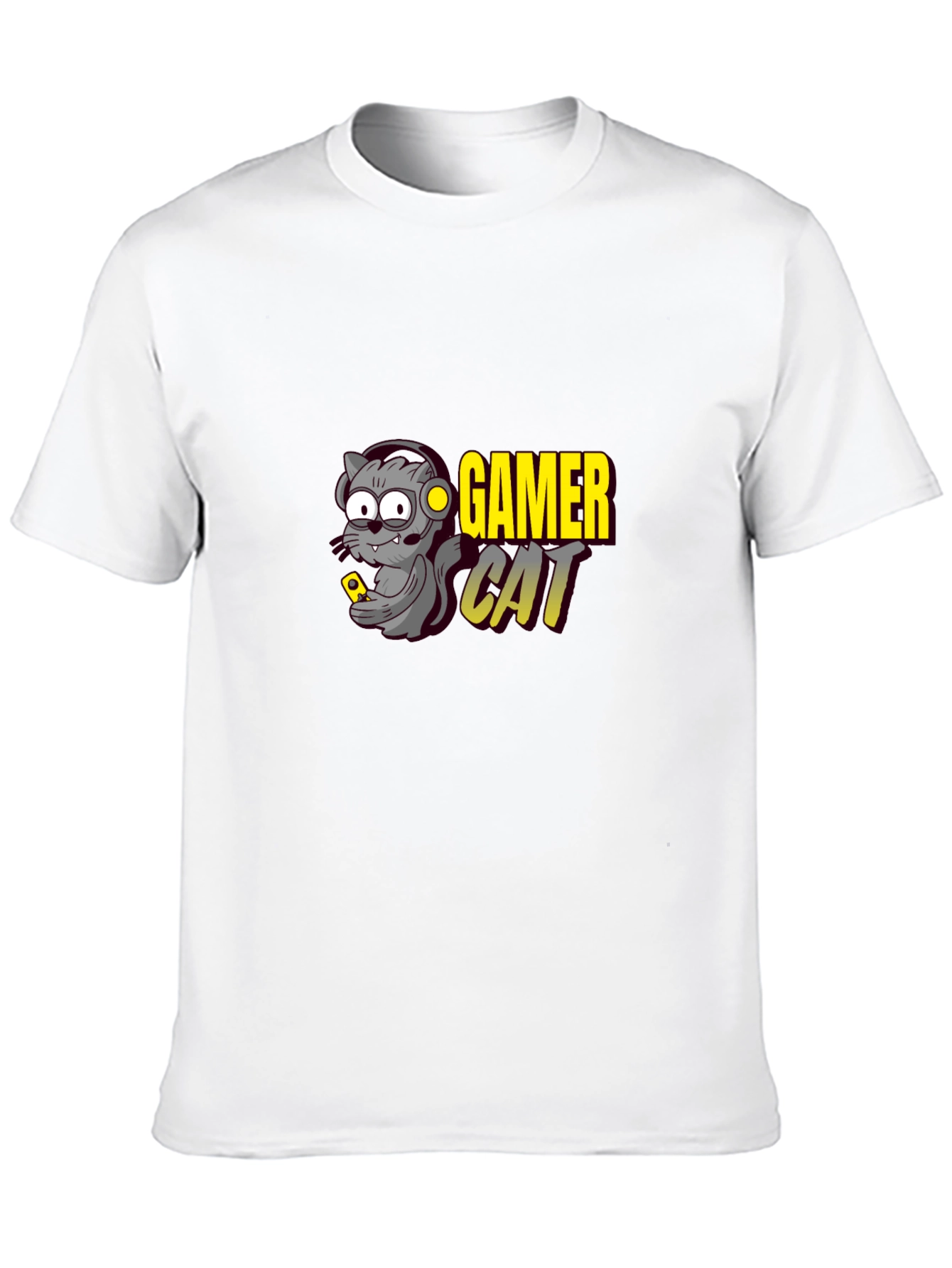 Gamer Cat Graphic T-Shirt - Black Cotton Tee