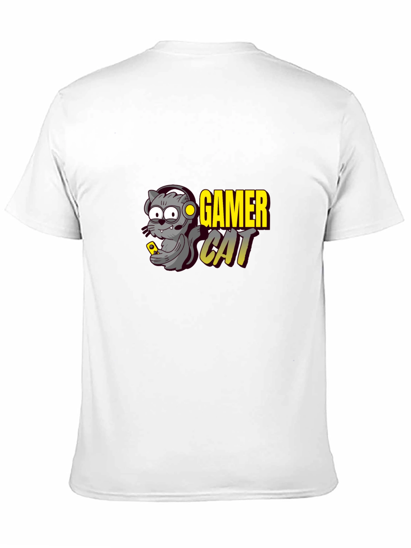 Gamer Cat Graphic T-Shirt - Black Cotton Tee