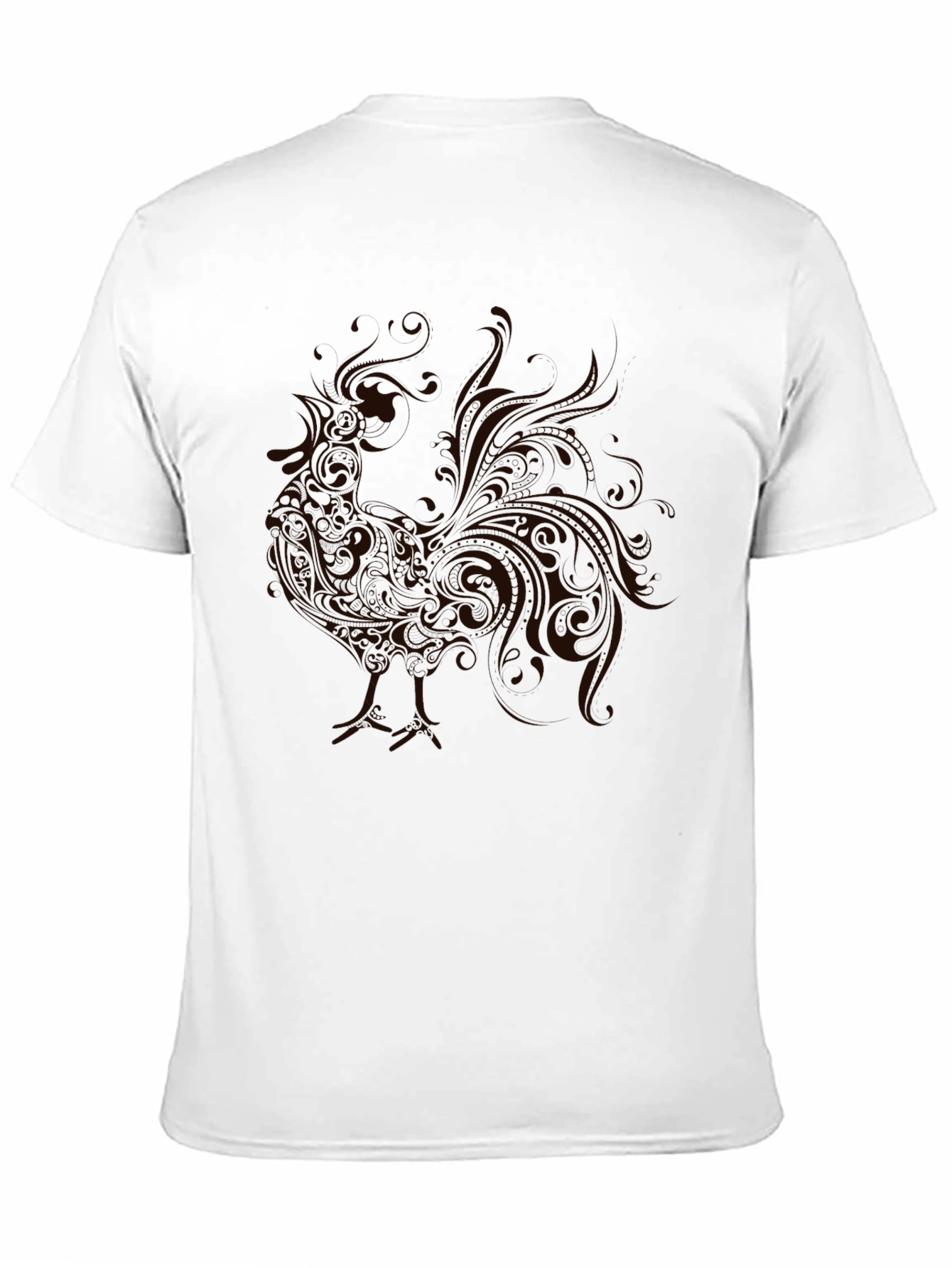 Mens Black T-Shirt with Rooster Graphic