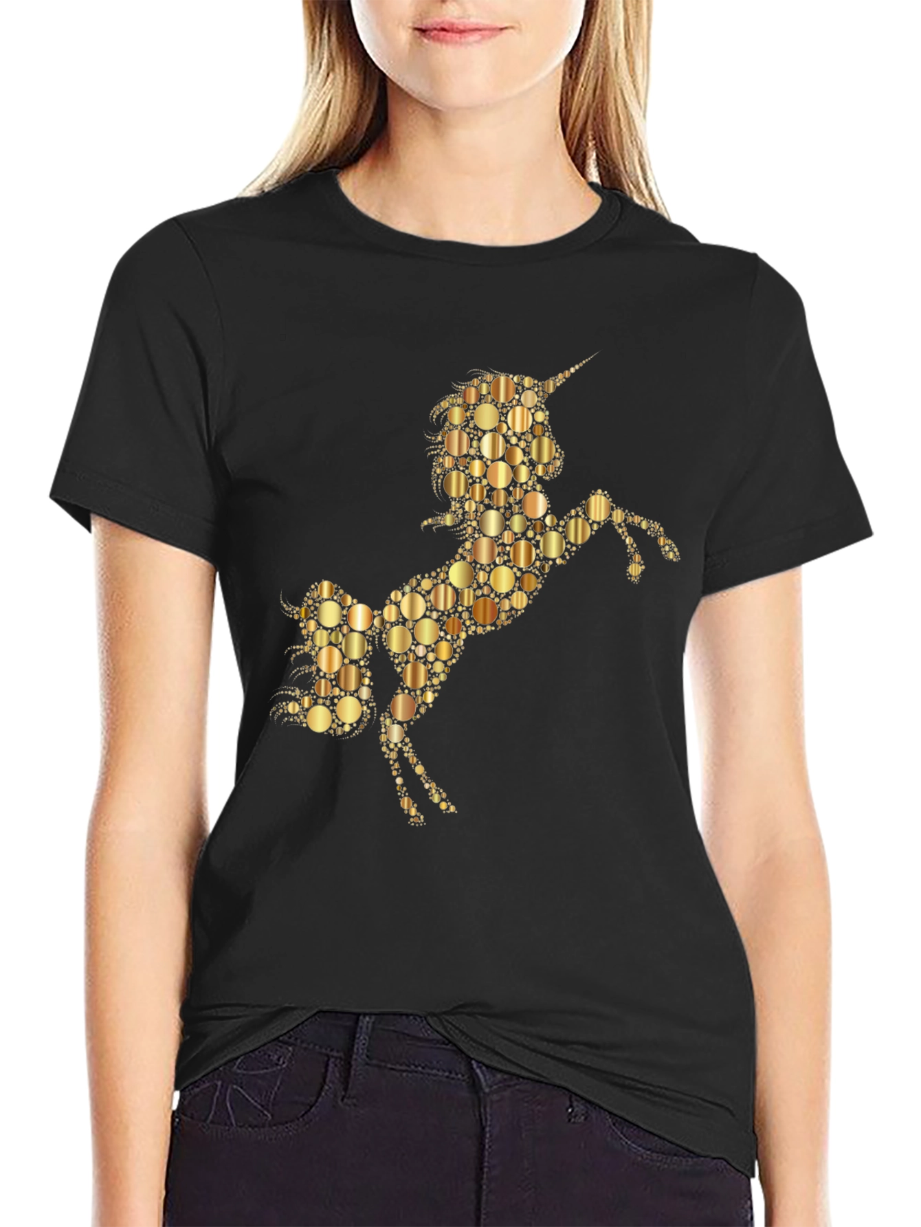 Unicorn Gold Circle Graphic T-Shirt